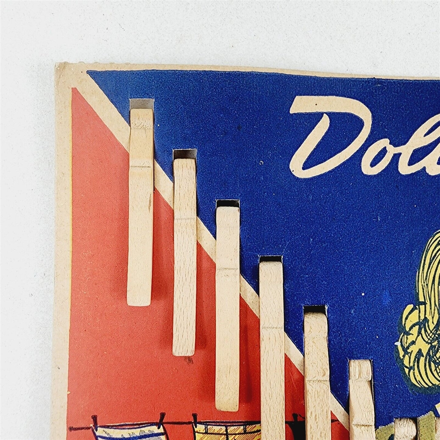 Vintage Dolly Pins 18 Wood Clothes Pins Clothespins Original Card No. 180 - #4