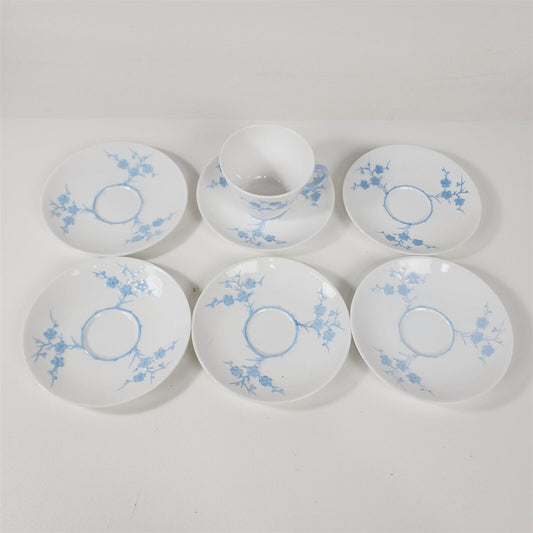 Vintage Copeland Spode Blanche De China Geisha Blue 6 Saucers 1 Teacup