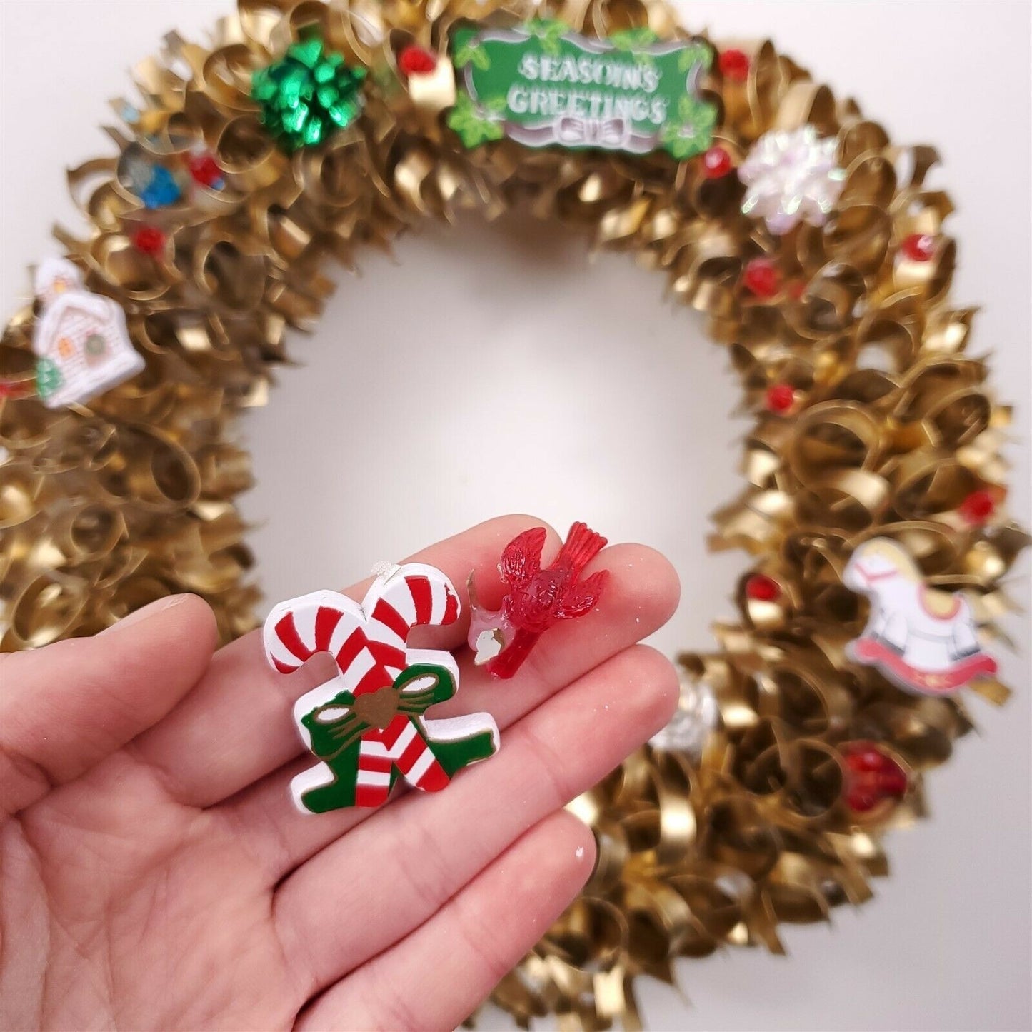 3 Vintage Handmade Christmas Wreaths Six Pack Rings Craft Santa Seasons Greeting