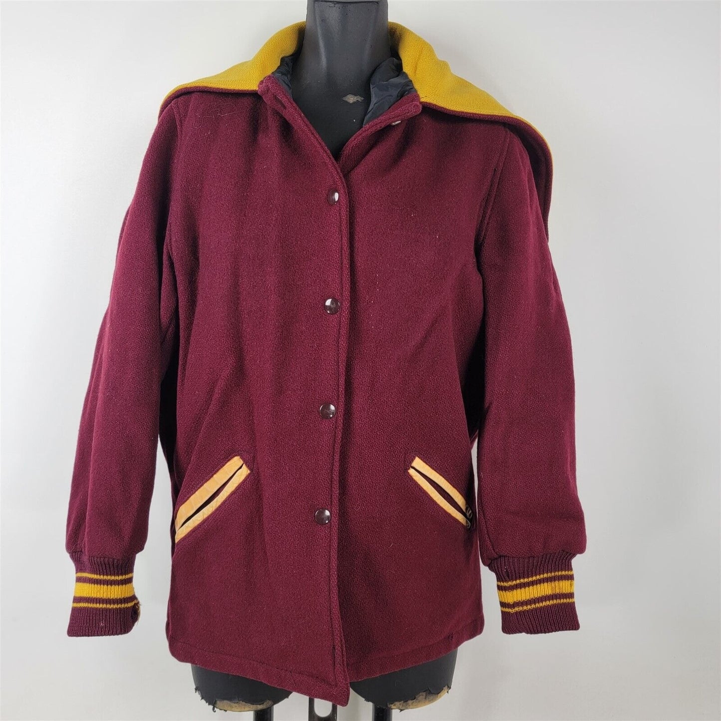 Vintage Skookum Letterman Wool School Jacket Maroon & Yellow