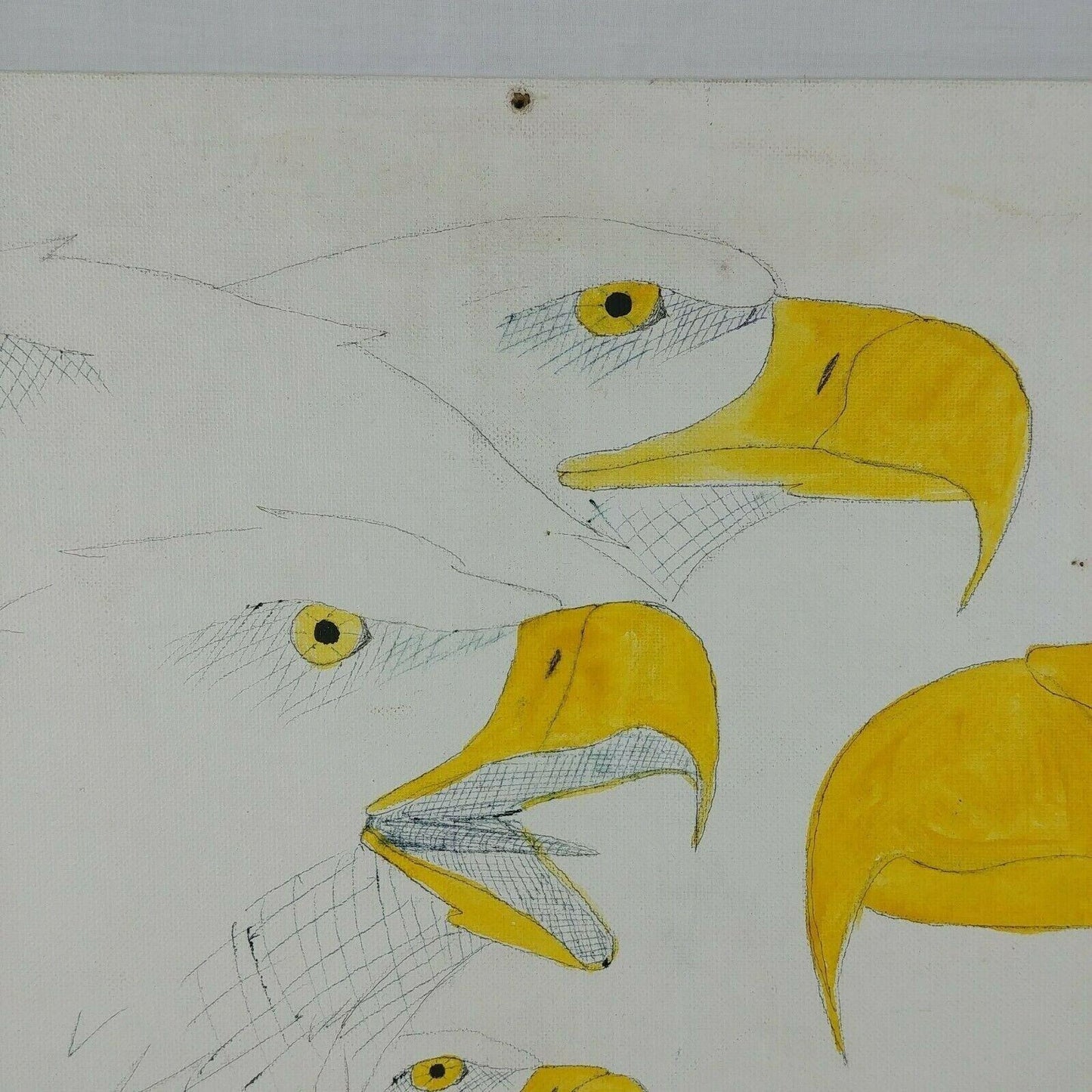 Eagles Original Art by Bruce Pettit 1993 Mixed Medium on Canvas Board 24" x 20"