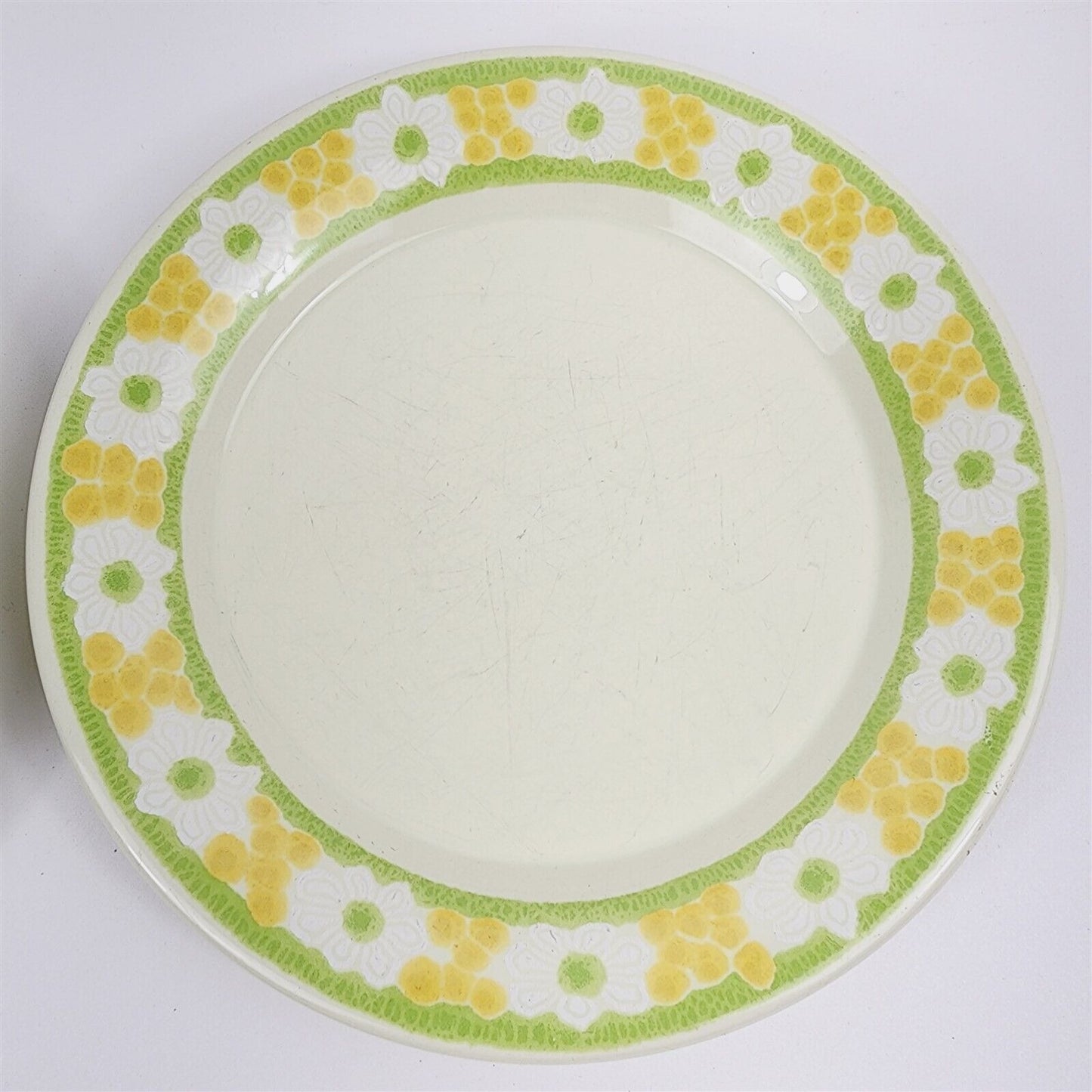 4 Pc Vintage Franciscan Earthenware Picnic Yellow Green Floral Plates & Mug Cup