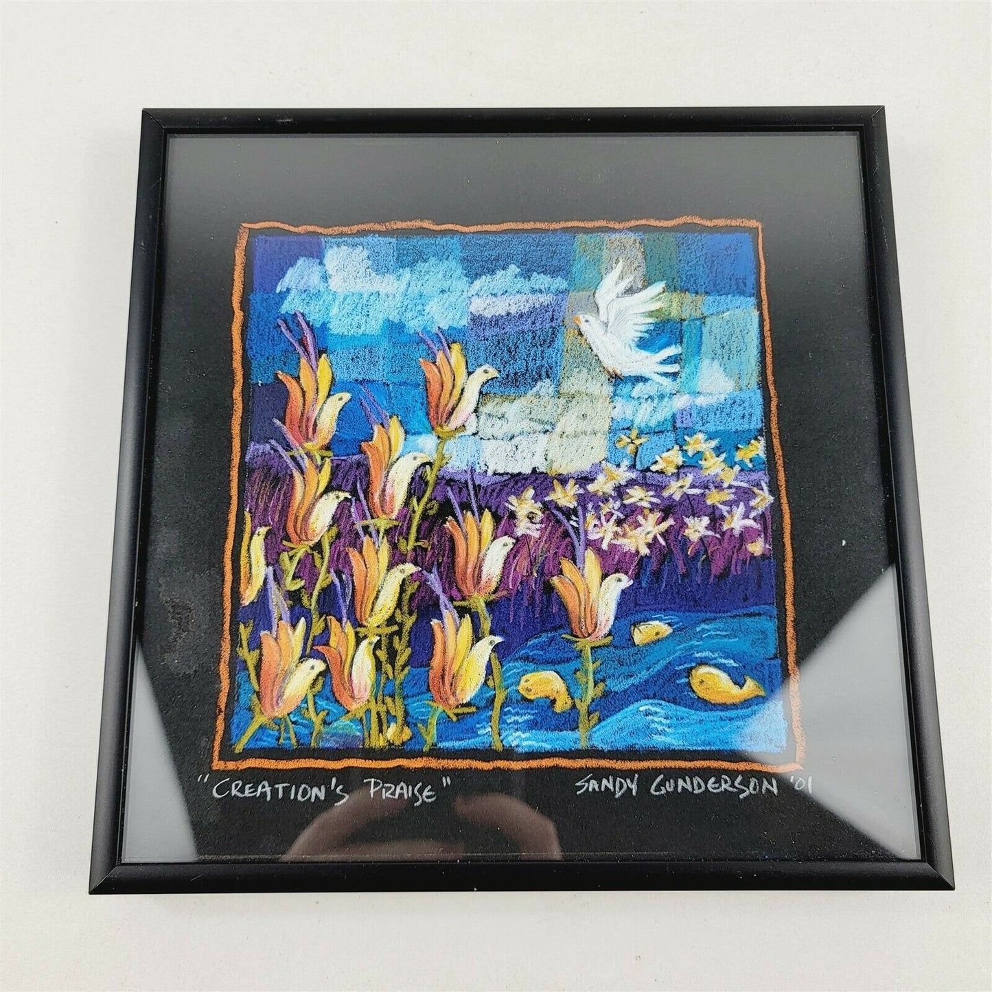 Sandy Gunderson Bass Art "Creation's Praise" Crayon 2001 - 8" x 8"