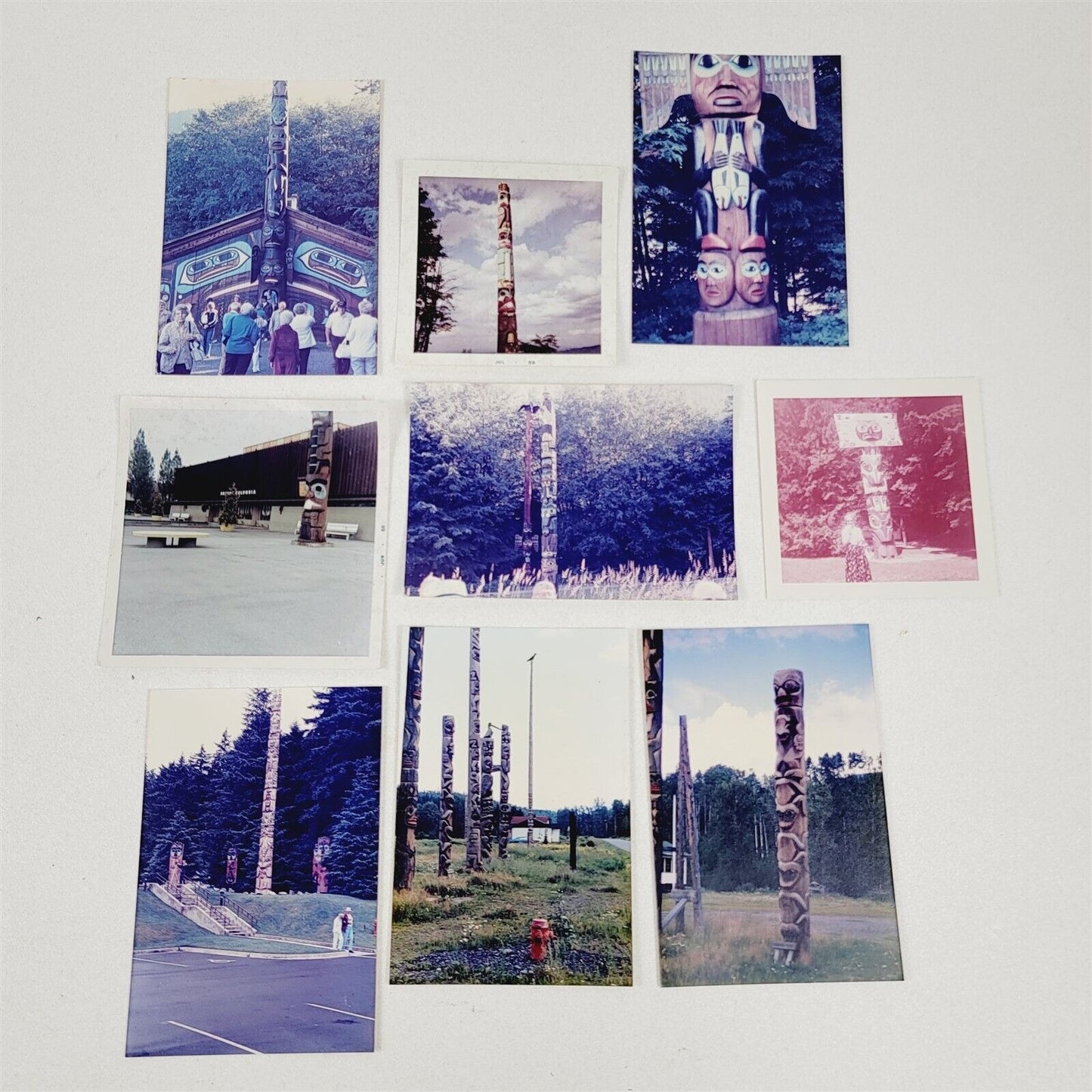 9 Vintage Photos Totem Poles Native American Tourism 1950s-80s Photography Lot