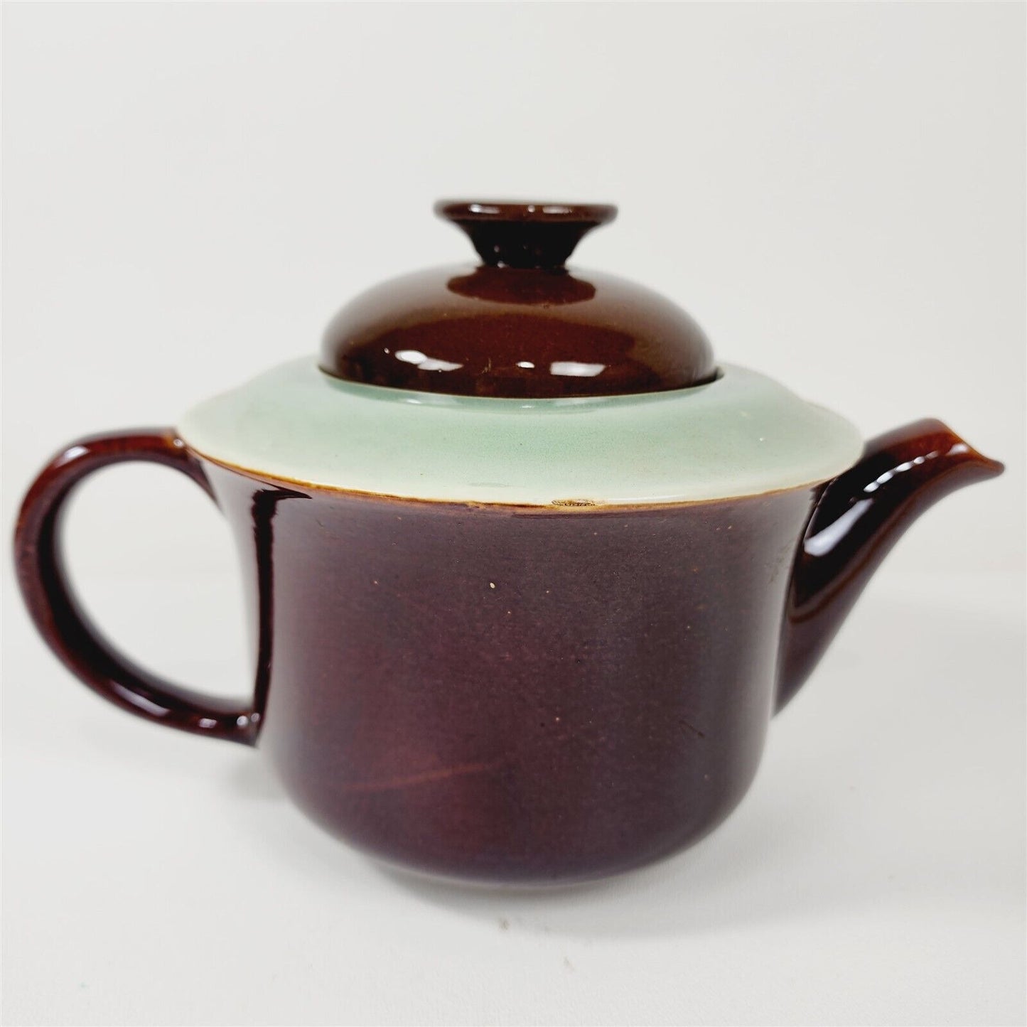 Vintage Red Wing Pottery Village Brown Green Teapot - 6 3/8"