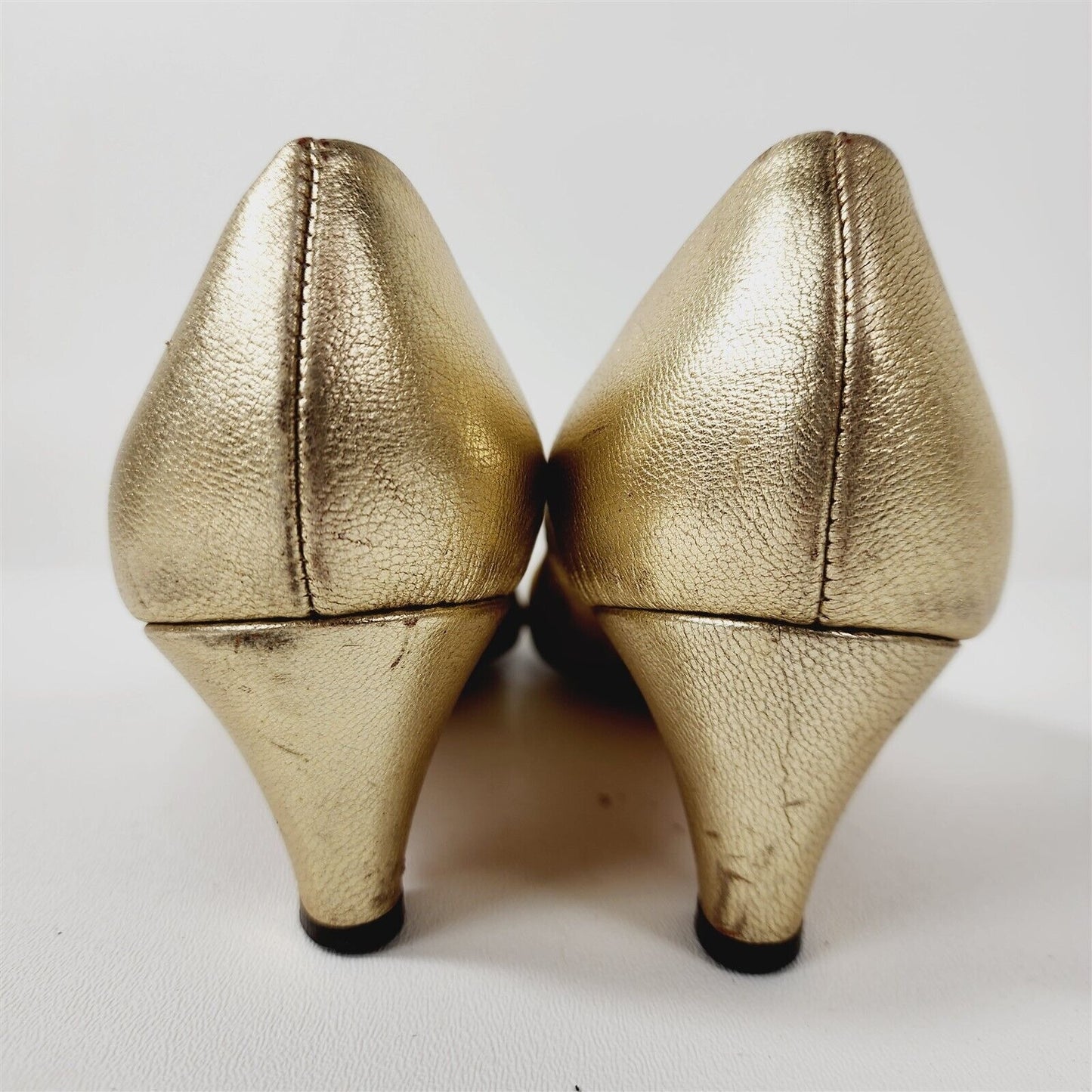 Vintage Connie Gold Metallic Leather Kitten Heels Size 8.5