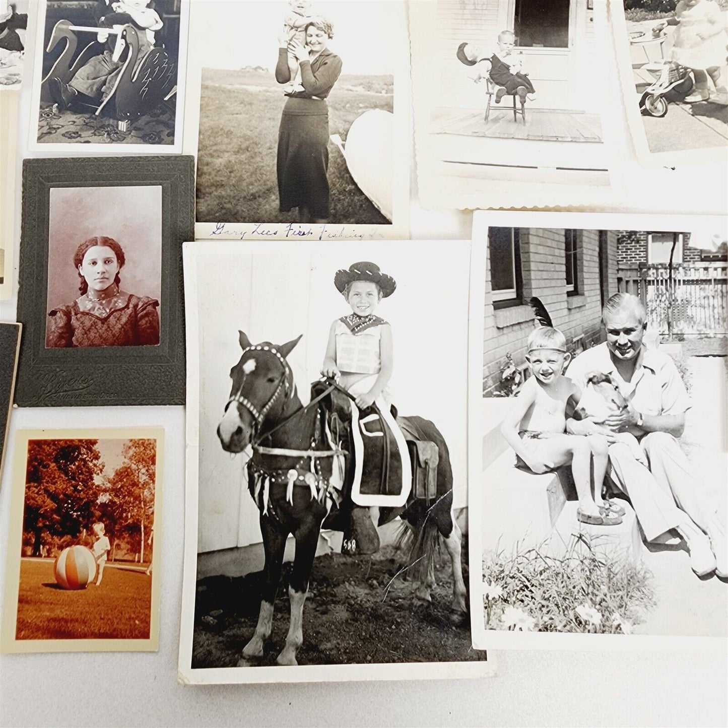 40 Vintage Photos 1900s-60s Kids Children Cabinet Tinted Horses Toys Pedal Cars