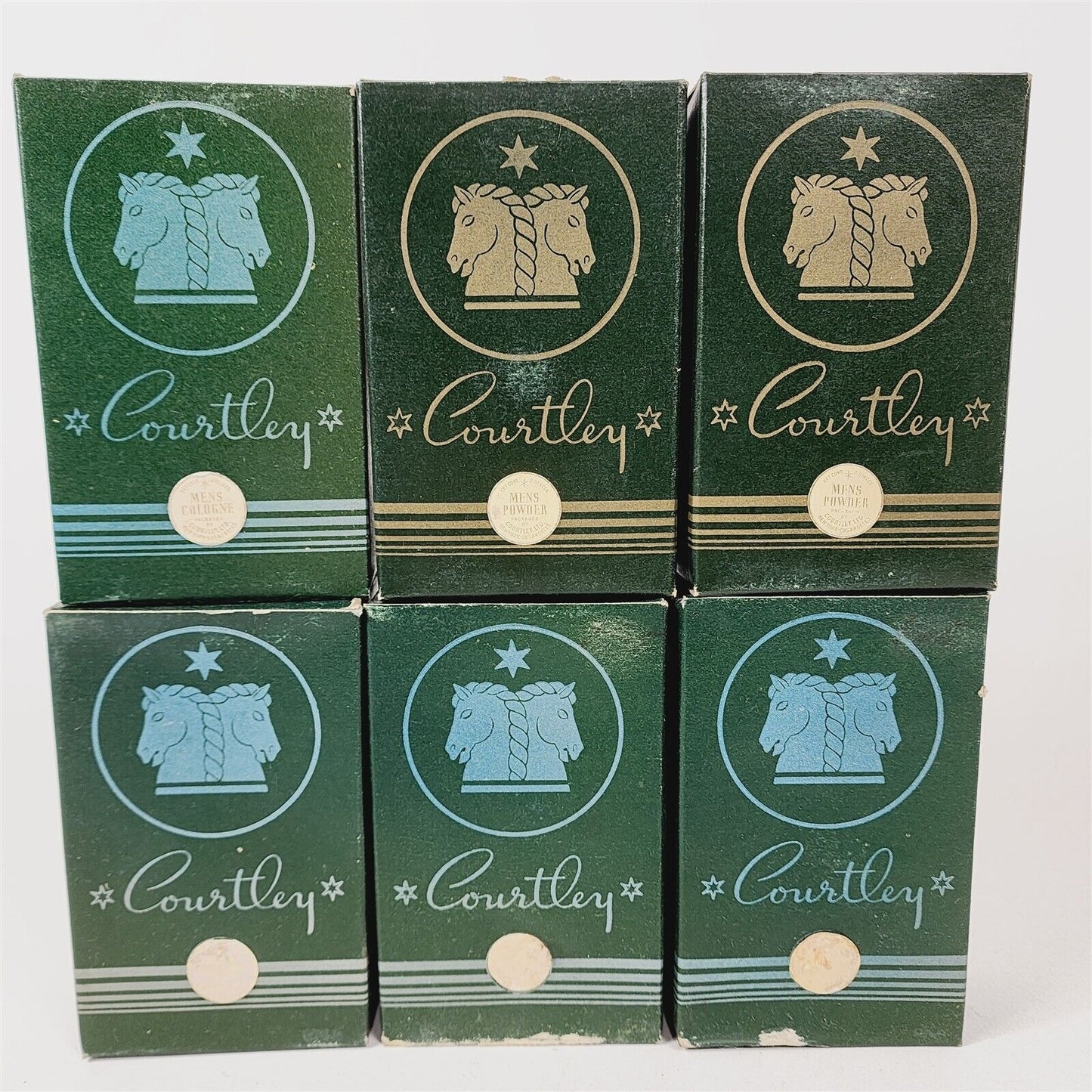 6 Vintage Courtley Green Mens 2 Cologne, 2 After Shave, 2 Powder #3