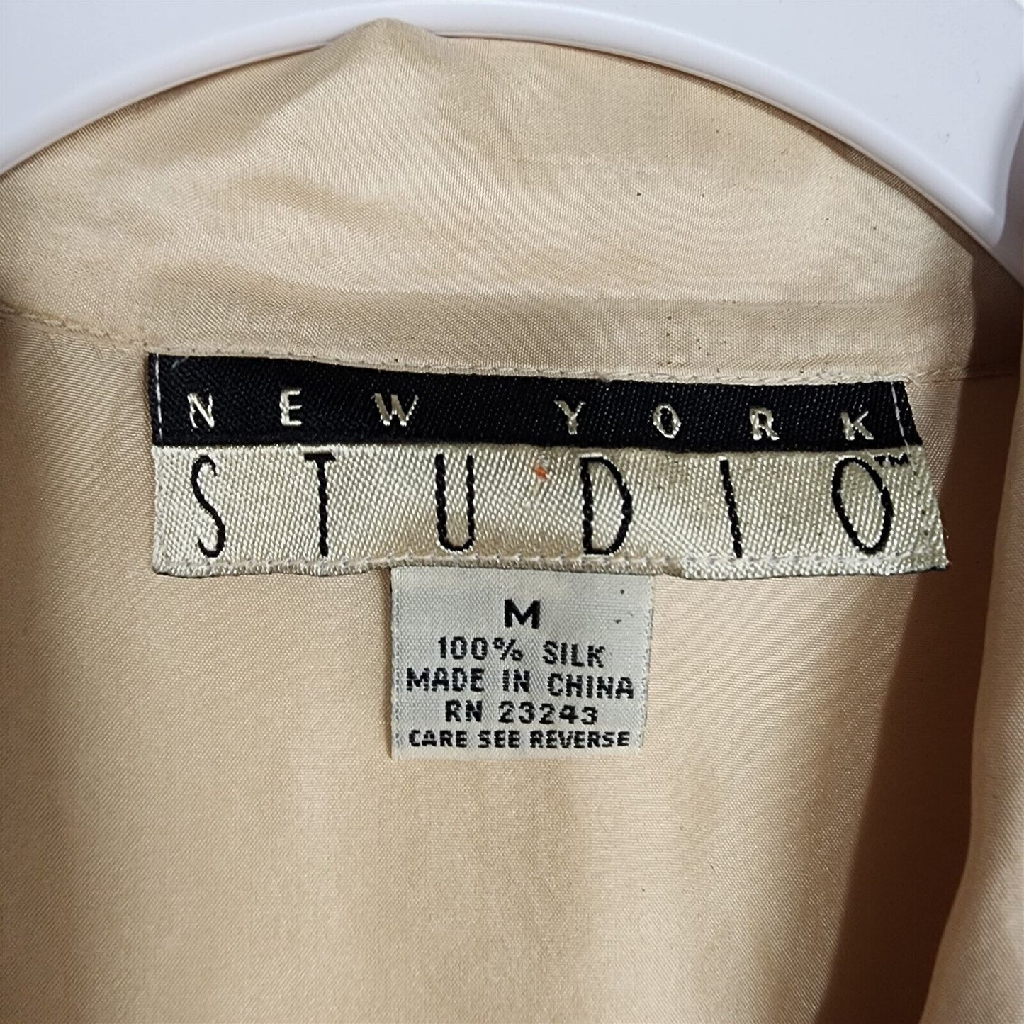 Vintage New York Studio Button Loop Collar Top Blouse Silk Womens M - No Buttons