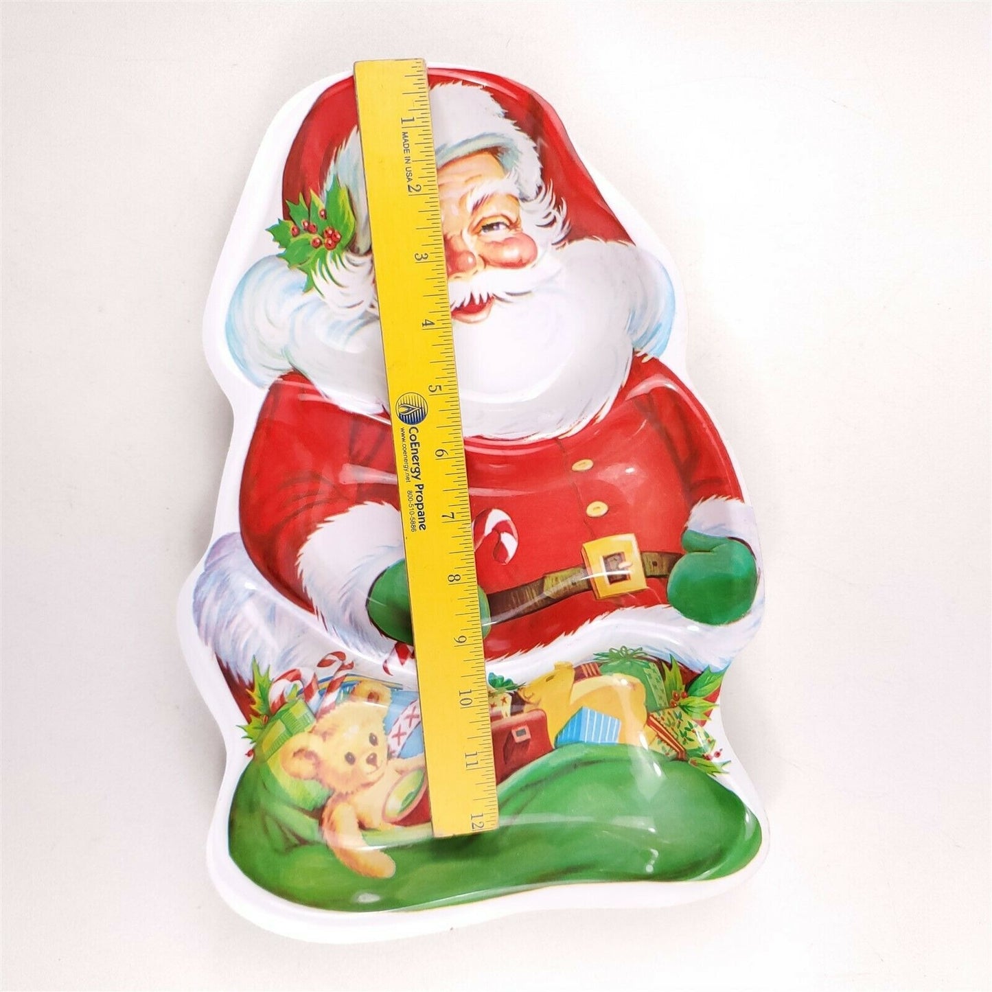 Vintage Santa Claus Plastic Christmas Divided Serving Tray 3 Sections 13.5"