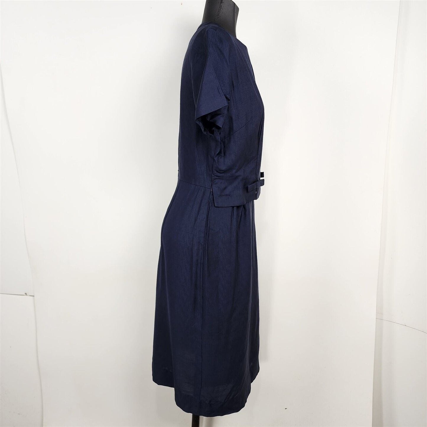 Vintage 1950s/60s Navy Blue Short Sleeve Dress Womens Size M