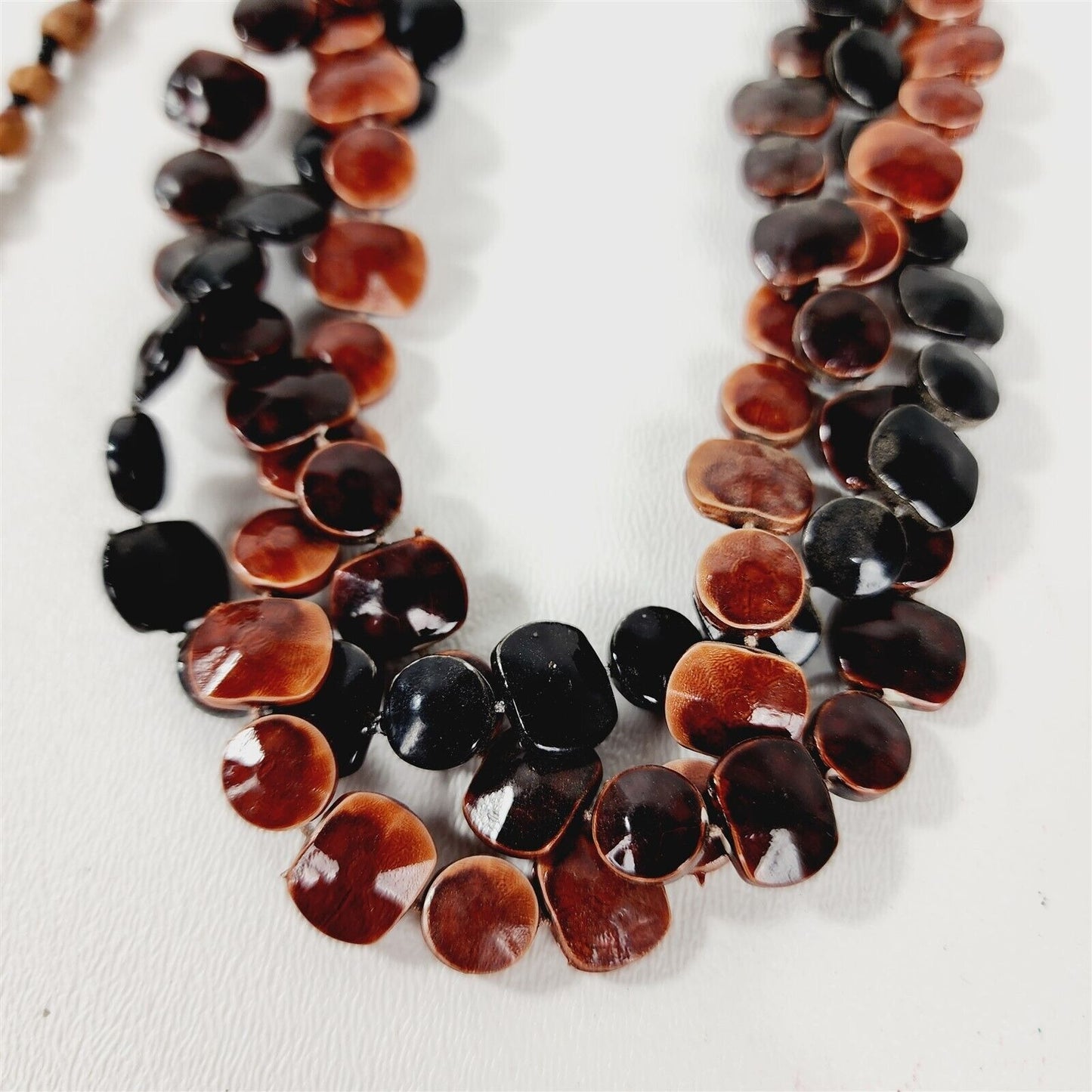 4 Vintage Brown Beaded Retro Necklaces