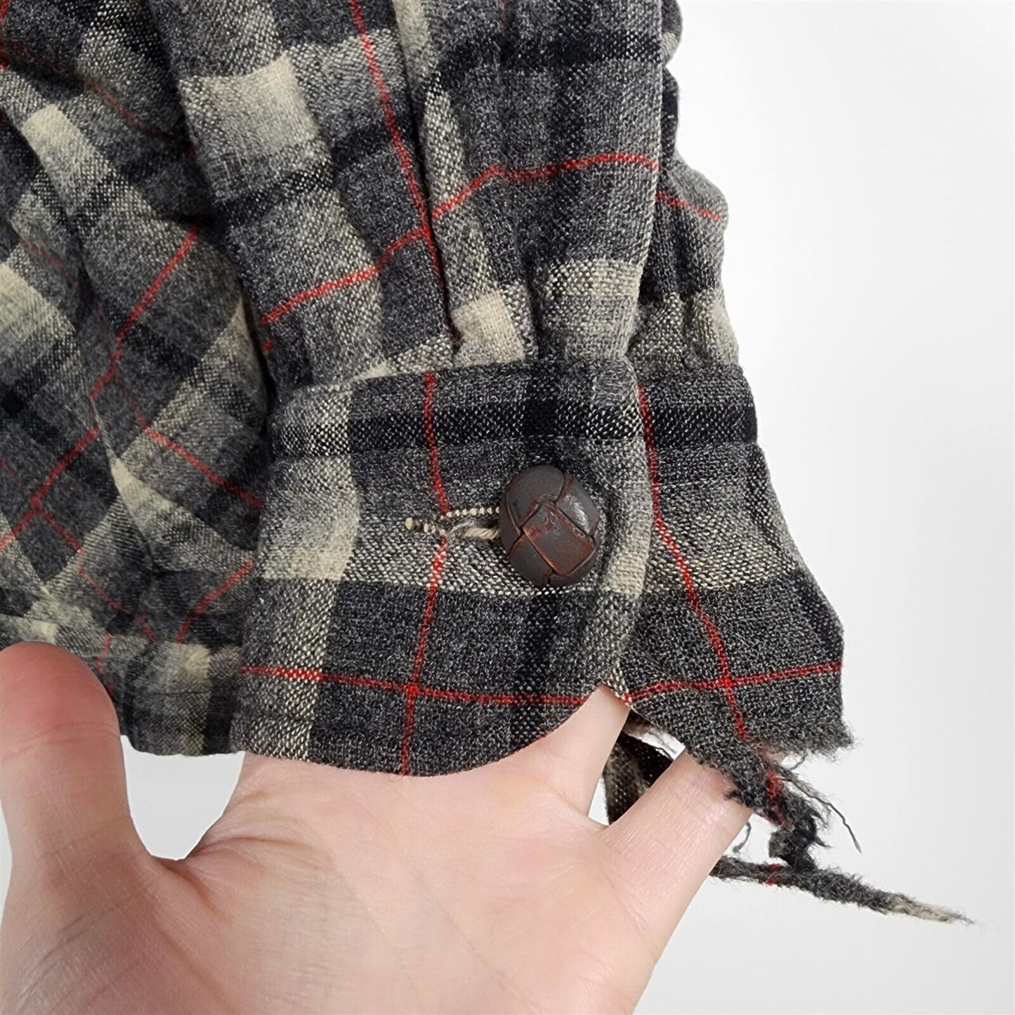 Vintage 1960s Wool Lightweight Jacket Gray & Red Plaid Size M