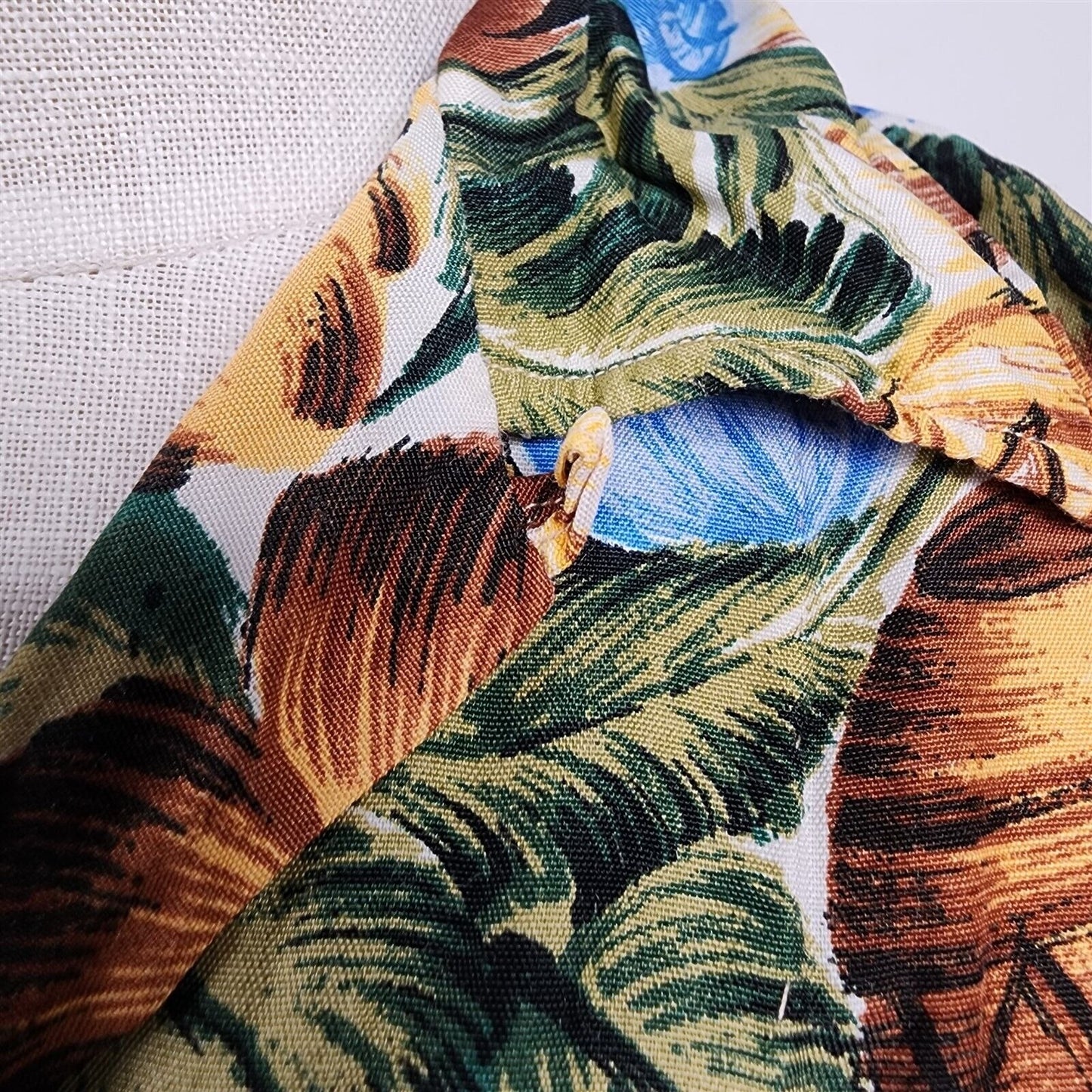 Vintage South Pacific Hand Screen Button Loop Hawaiian Tiki Shirt Mens M