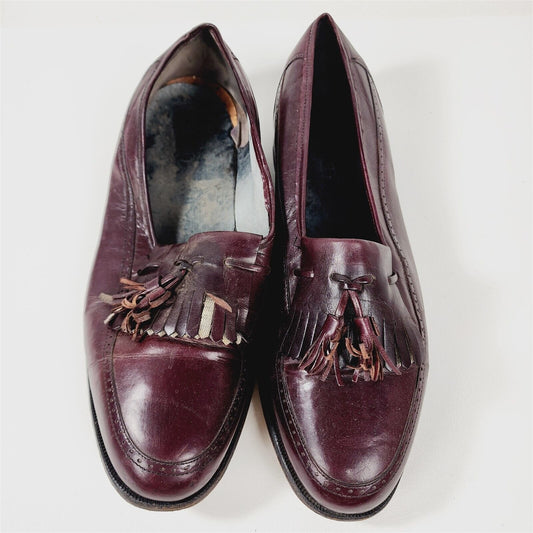 Vintage Stafford Burgundy Leather Tassel Loafers Dress Shoes Size 12