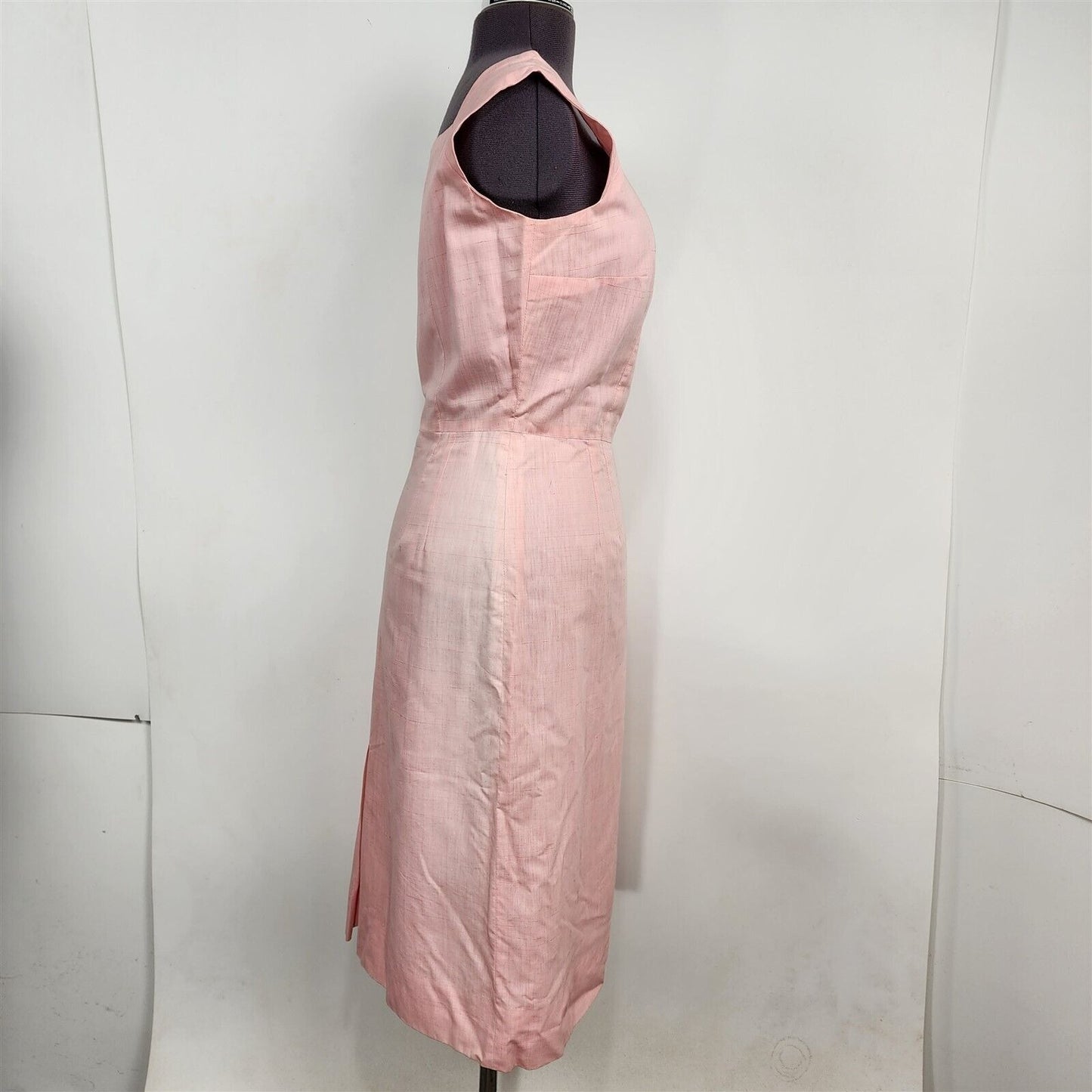 Vintage Pink Square Neck Straight Sheath Dress Womens Size M