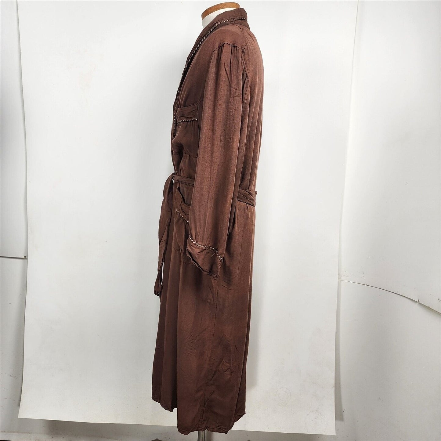 Vintage Hollywood Robe Brown Long Sleeve Lounge Belted Robe