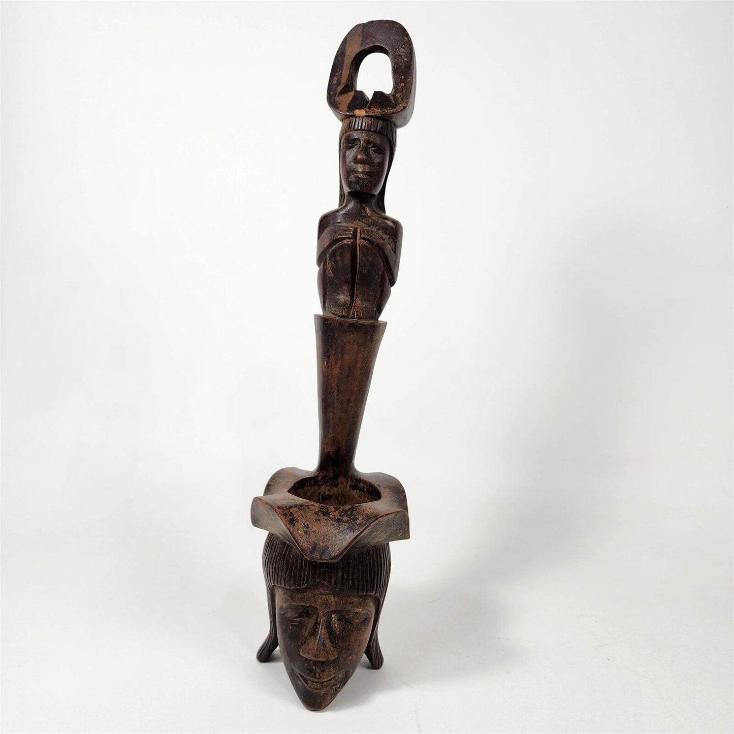 Vintage African Fertility Statue Carved Wood Tribal Art - 16" tall