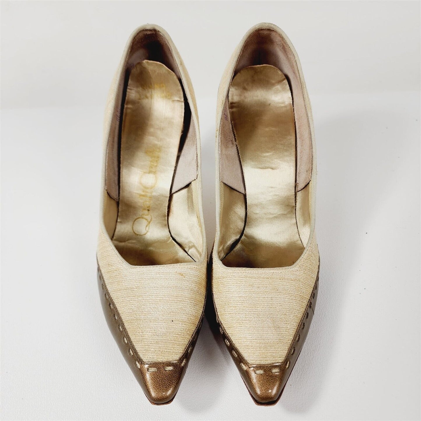 Vintage QualiCraft Beige Pointed Toe Pumps Heels Size 6.5 B