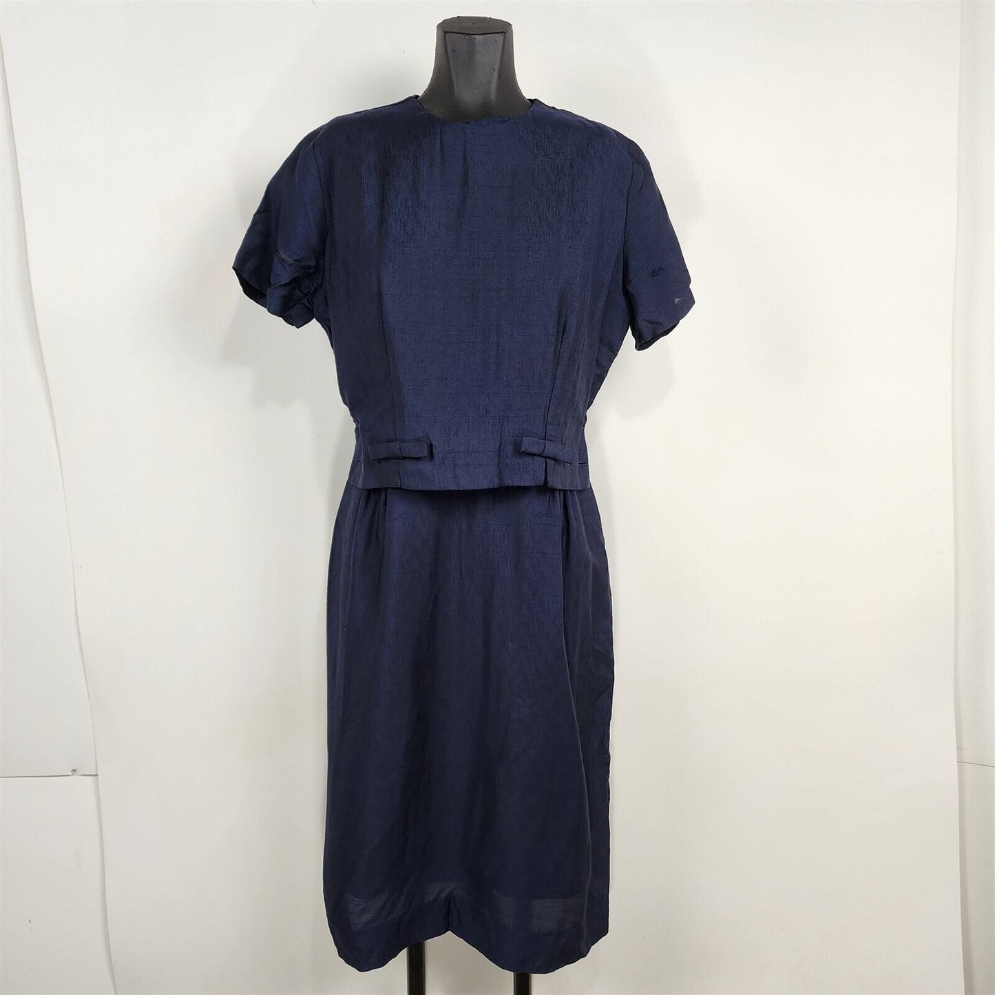 Vintage 1950s/60s Navy Blue Short Sleeve Dress Womens Size M