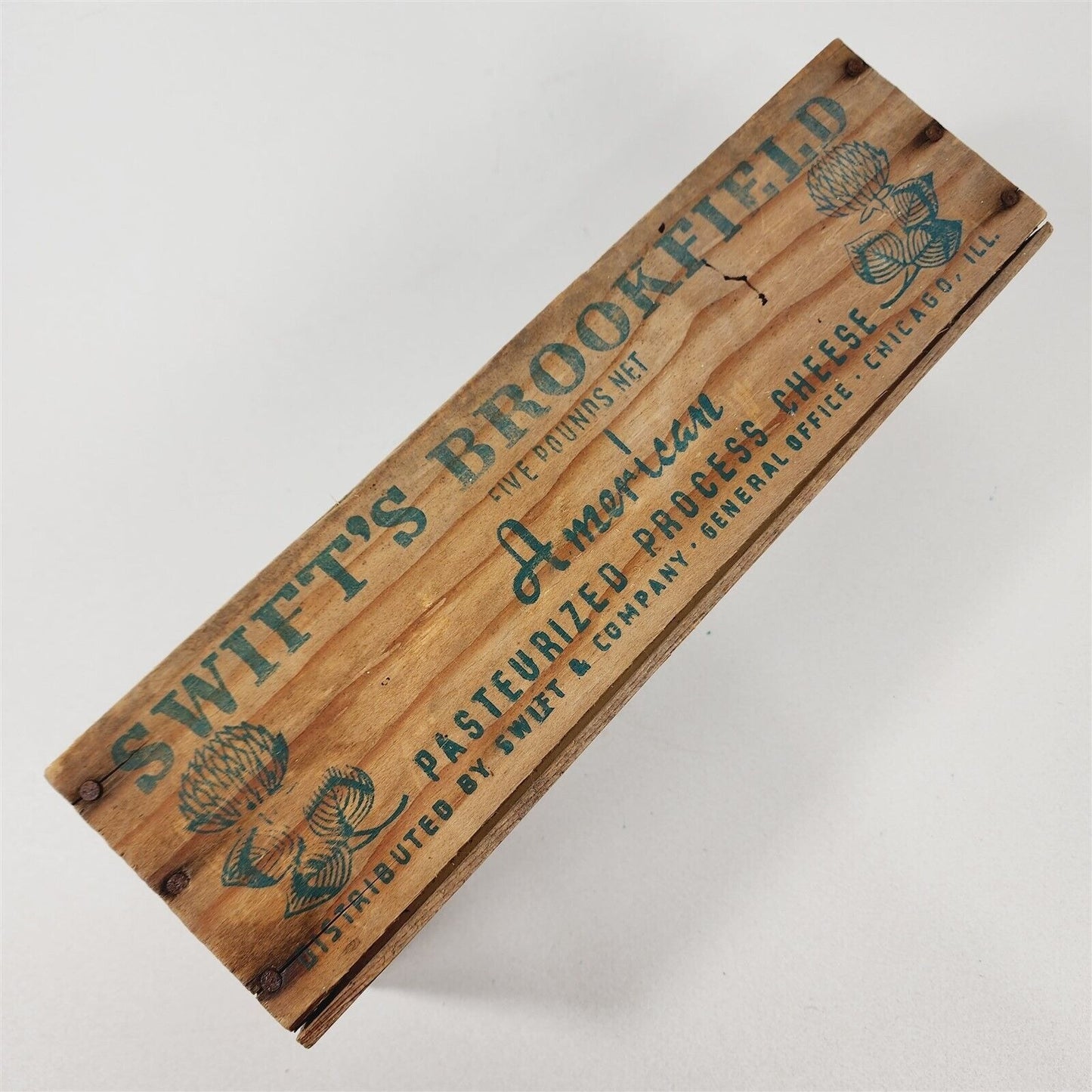 Vintage Swifts Brookfield Cheese Wood Box 5 Lbs - No Top