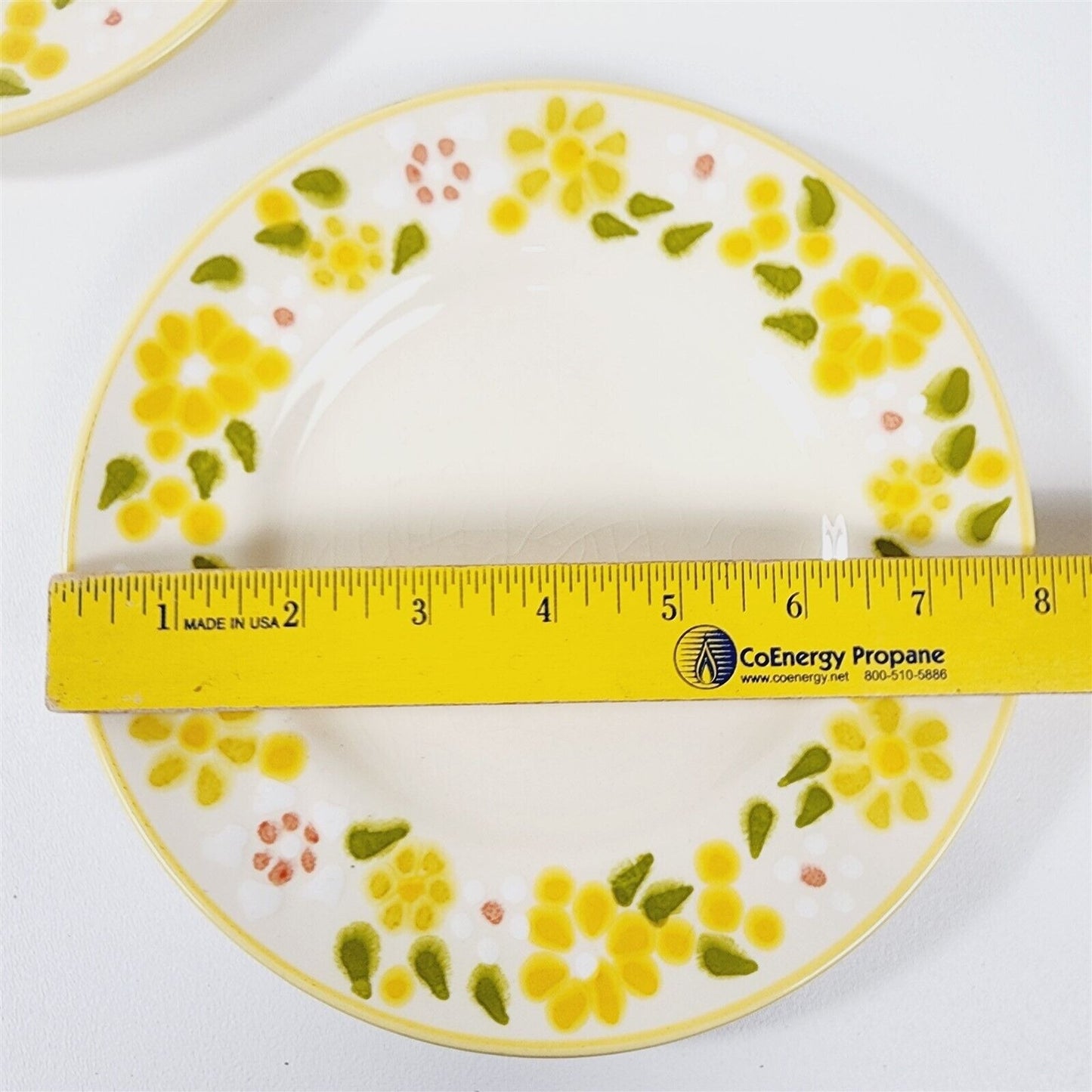 2 Vintage Franciscan Daisy Wreath Yellow Flower Salad Plates - 8"