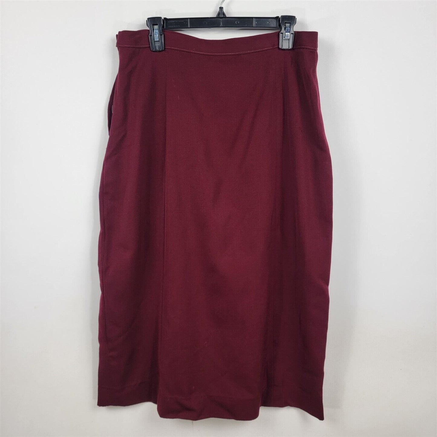 Vintage Red Wine Burgundy Pencil Career Skirt Womens 33" Waist