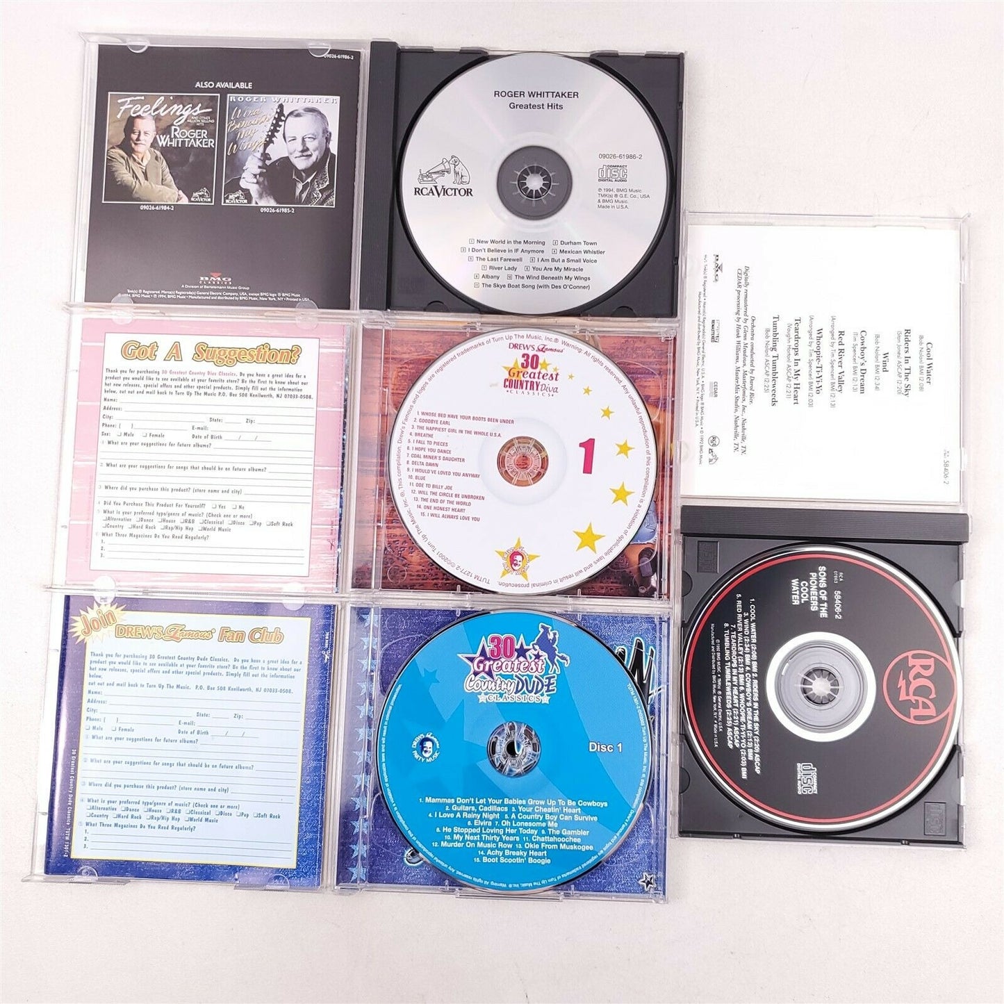 8 Country Music CD's Reba, Floyd Cramer, Roger Whittaker