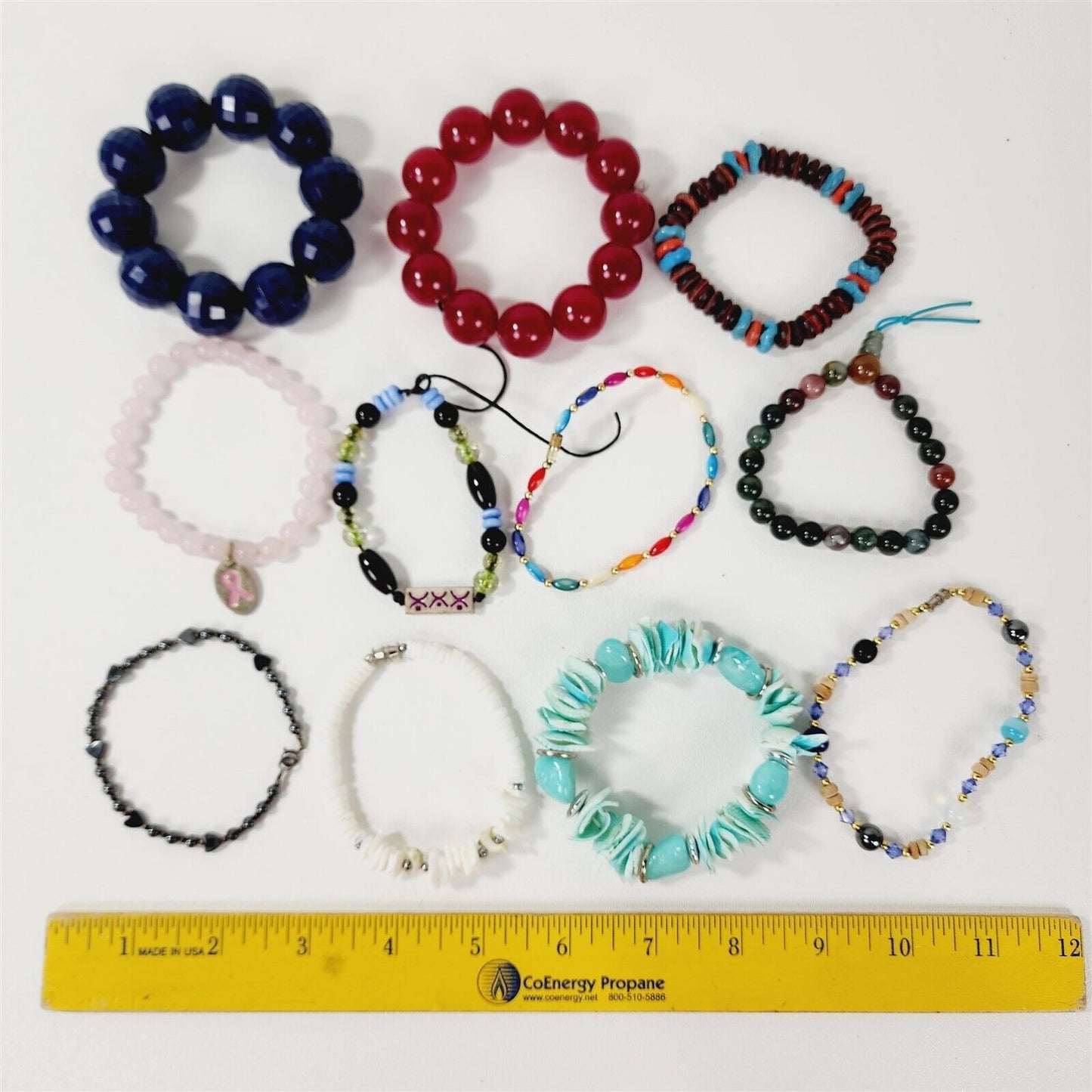 11 Vintage Stone Shell Plastic Beaded Bracelets