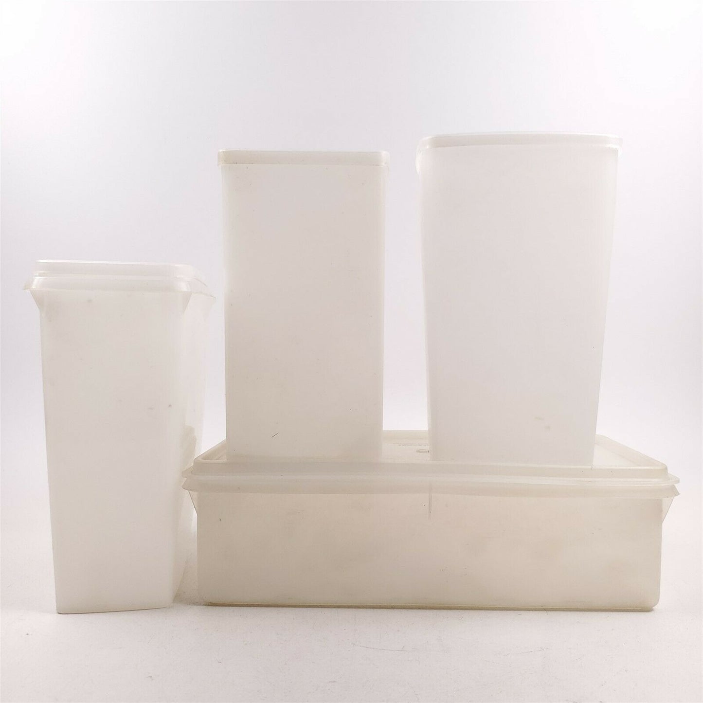 4 Vintage Tupperware Sheer Storage Containers 313, 484, 469, 677 Cereal IceCream