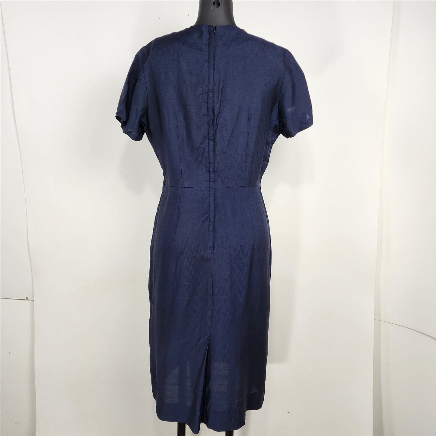 Vintage 1950s/60s Navy Blue Short Sleeve Dress Womens Size M