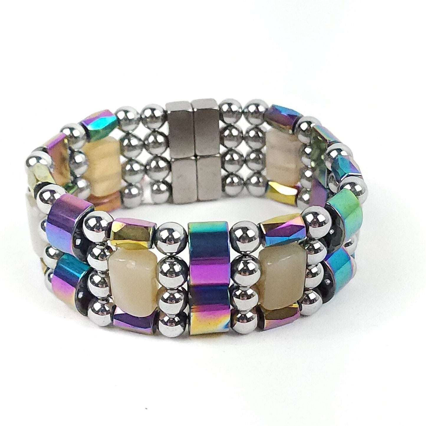 Rainbow Agate Magnetic Bracelet Therapeutic Quad