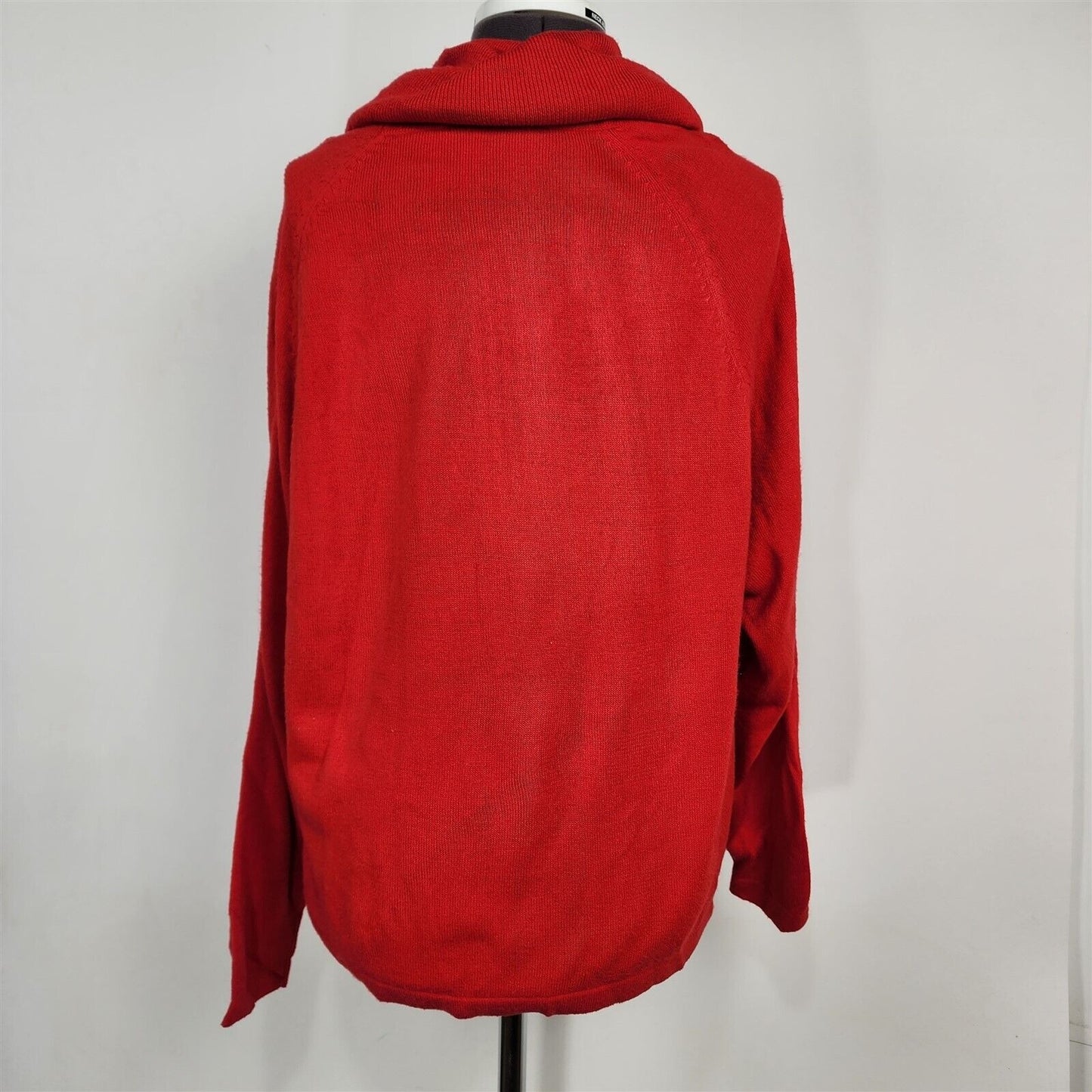 Vintage 1980s Priority One Red Cowl Neck Sweater Long Sleeve Womens Size 26/28