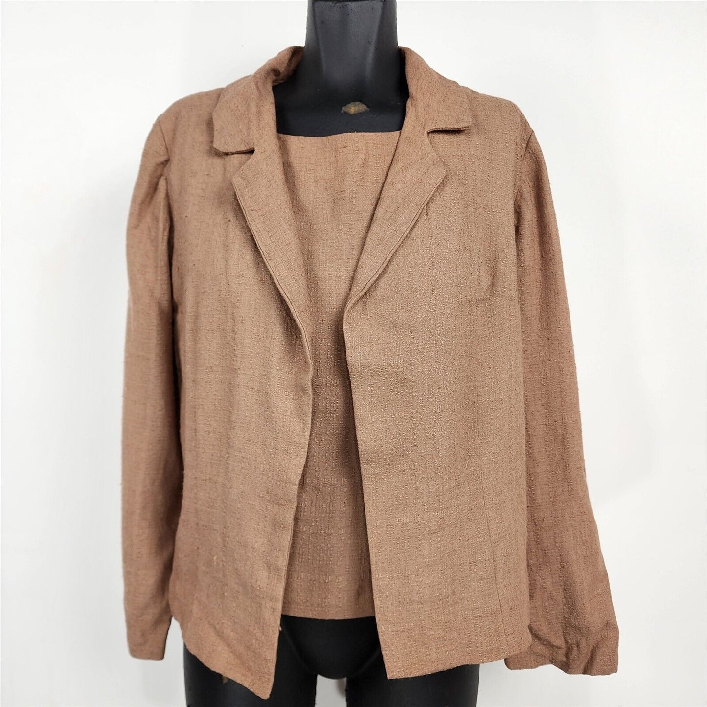 Vintage 1960s Brown 3 Piece Skirt Suit Set Top Jacket & Skirt