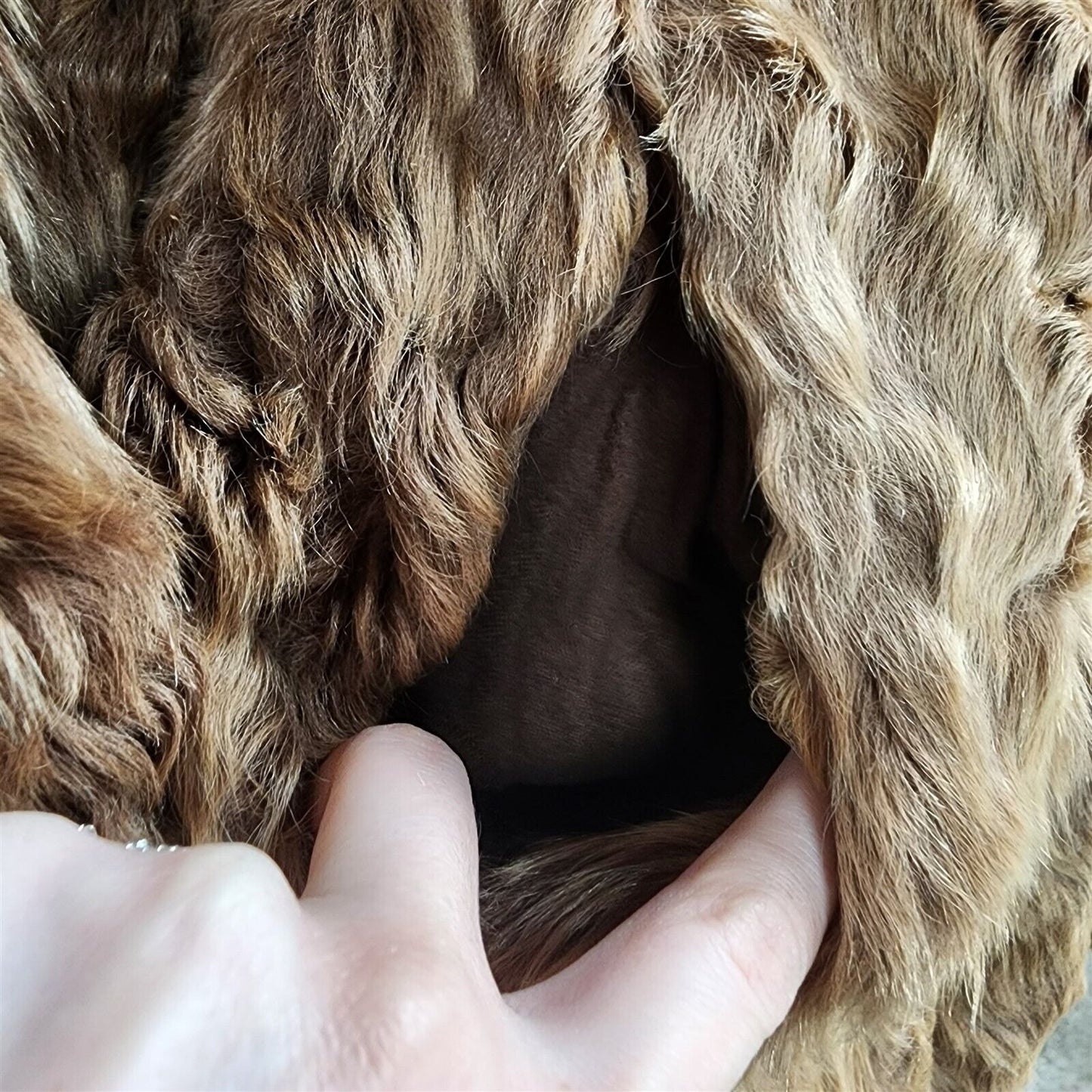 Vintage Womens Brown Real Lamb Fur Coat