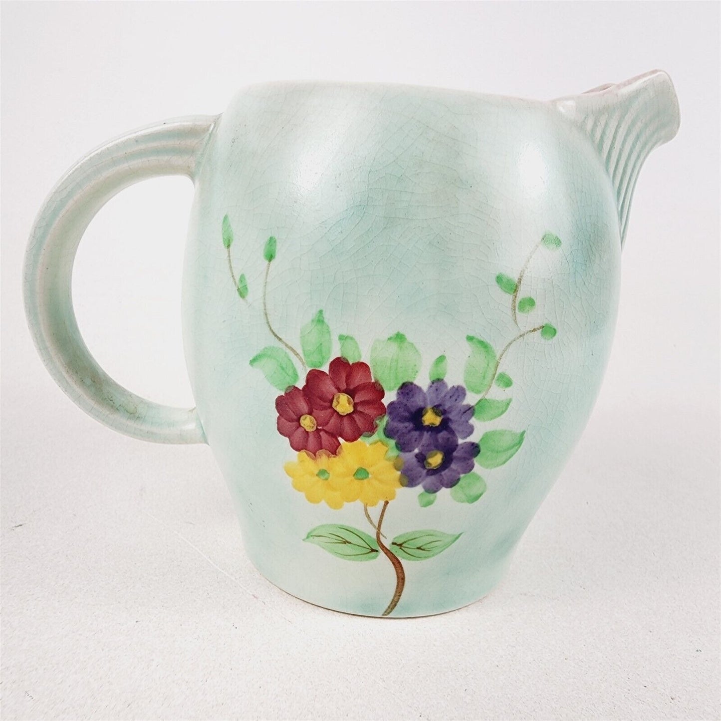 Vintage Radford England Blue/Green Floral Pitcher - 5 1/4" tall