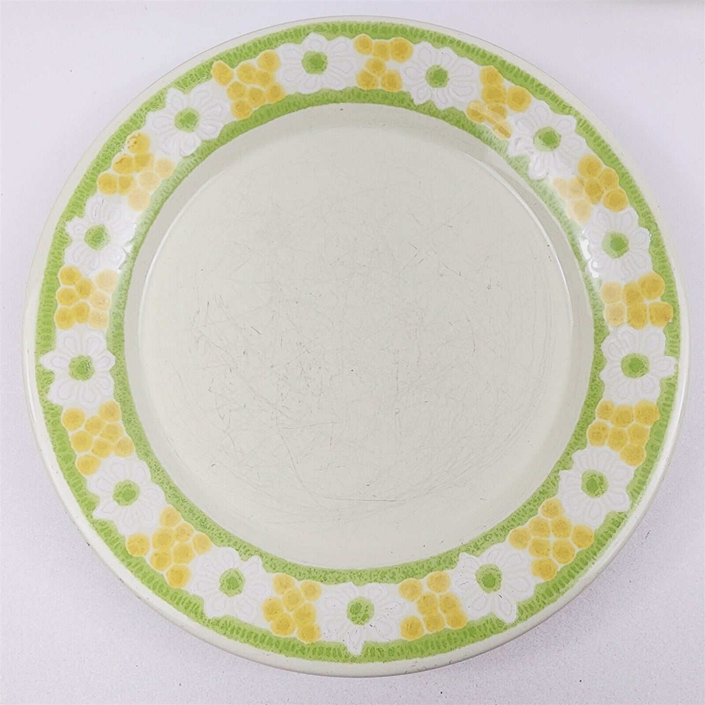 4 Pc Vintage Franciscan Earthenware Picnic Yellow Green Floral Plates & Mug Cup