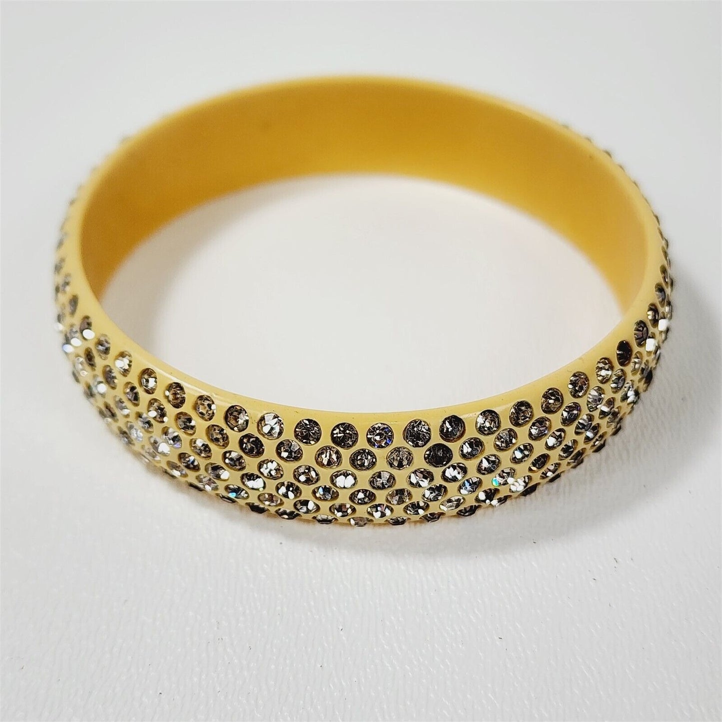 Vintage Yellow Rhinestone Bakelite Bangle Bracelet