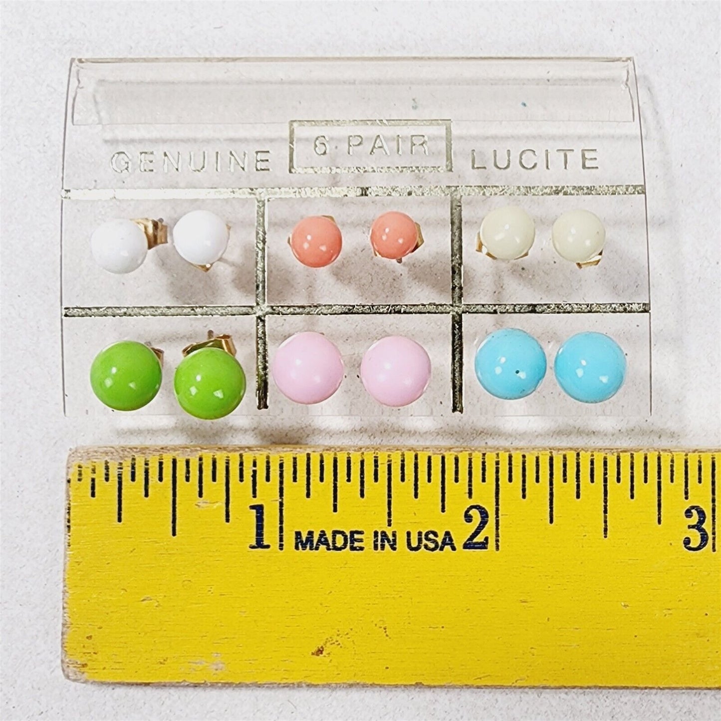 11 Pairs of Vintage Lucite Retro Round Ball Stud Earrings Pierced + 1 Single