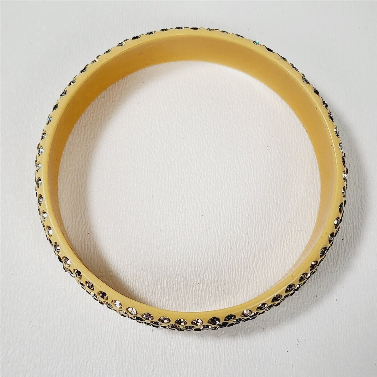 Vintage Yellow Rhinestone Bakelite Bangle Bracelet