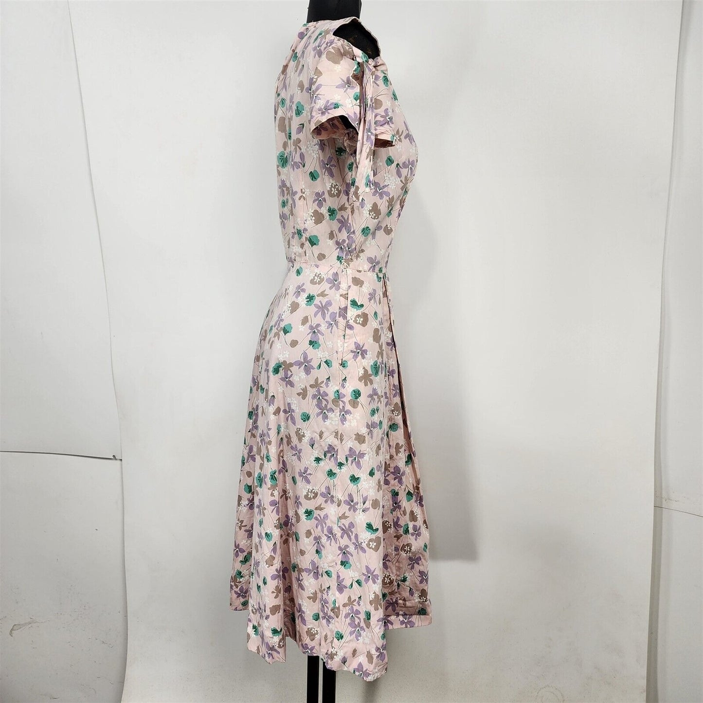 Vintage 1950s Wildman Original Day Dress Party Pink Floral Print Rockabilly