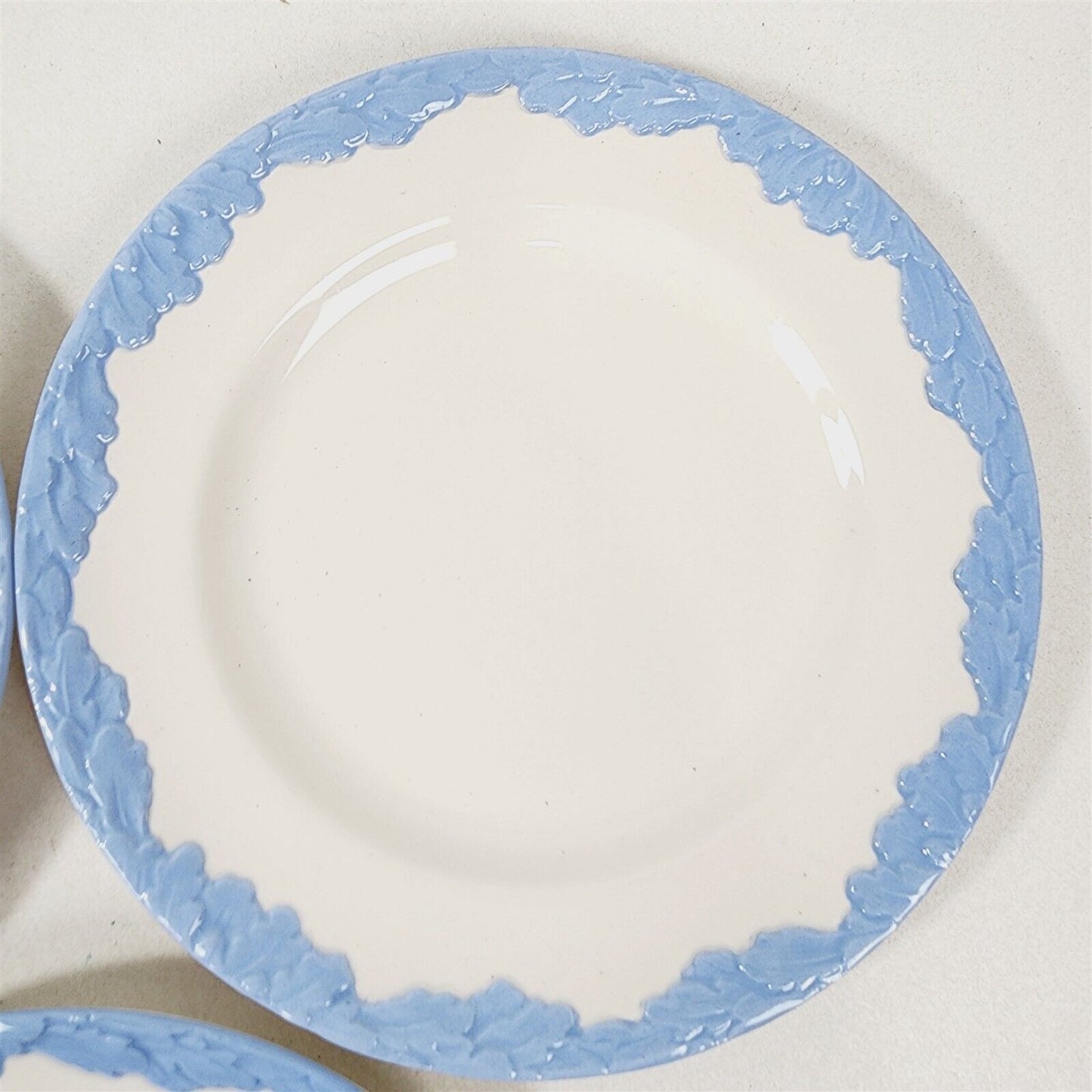 3 Vintage Johnson Bros English Oak White Blue Trim Bread & Butter Plates - 6.25"