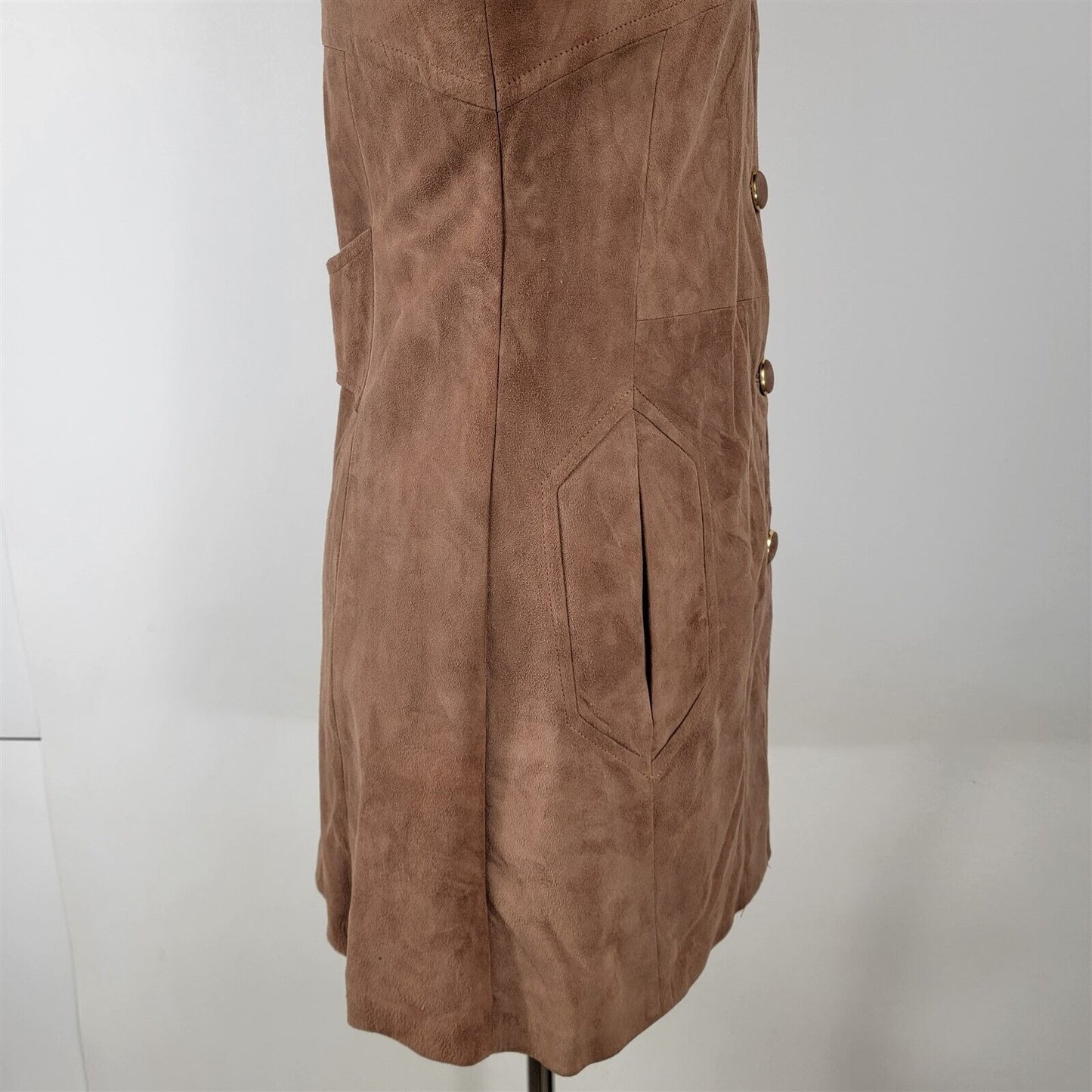 Vintage 1960s Lion Brown Soft Suede Mid Length Leather Jacket Womens Size 12