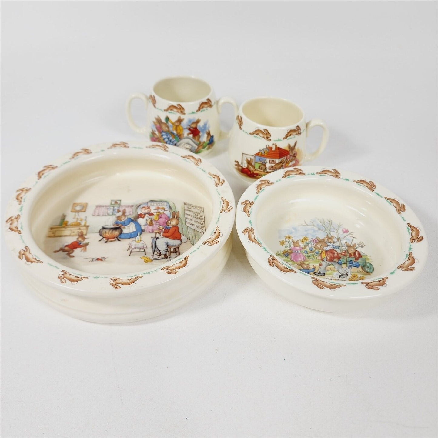 Royal Doulton 4 Piece Bunnykins Dish Set English Fine Bone China