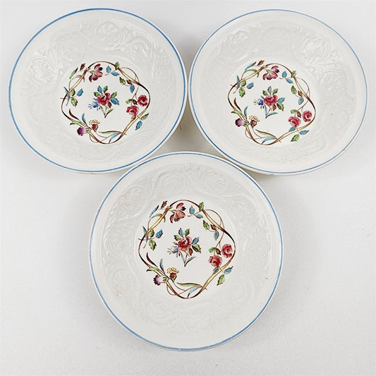 3 Wedgwood Patrician Argyle Floral Dessert Berry Bowls England - 5 1/2"