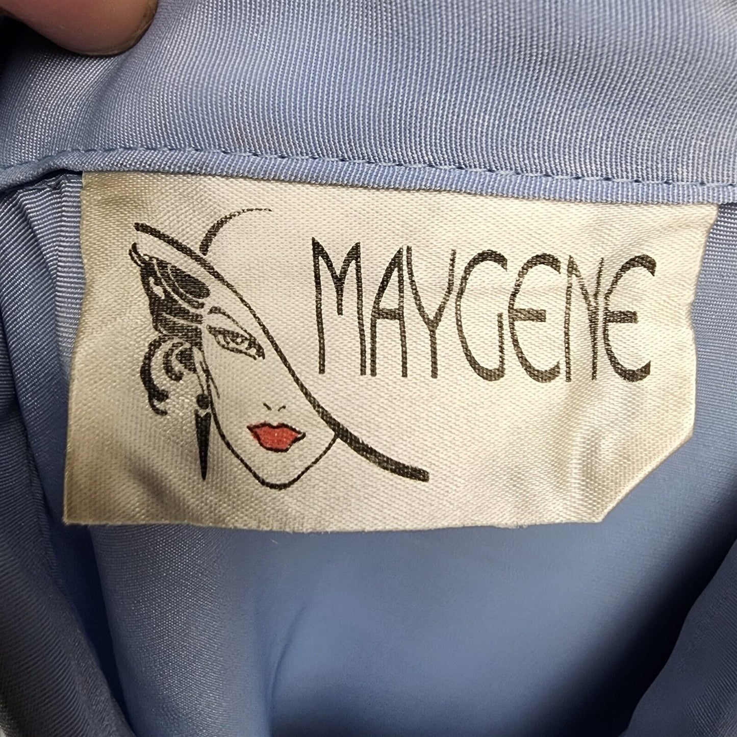 Vintage Maygene Light Blue Short Sleeve Collared Shirt Blouse Womens Size M