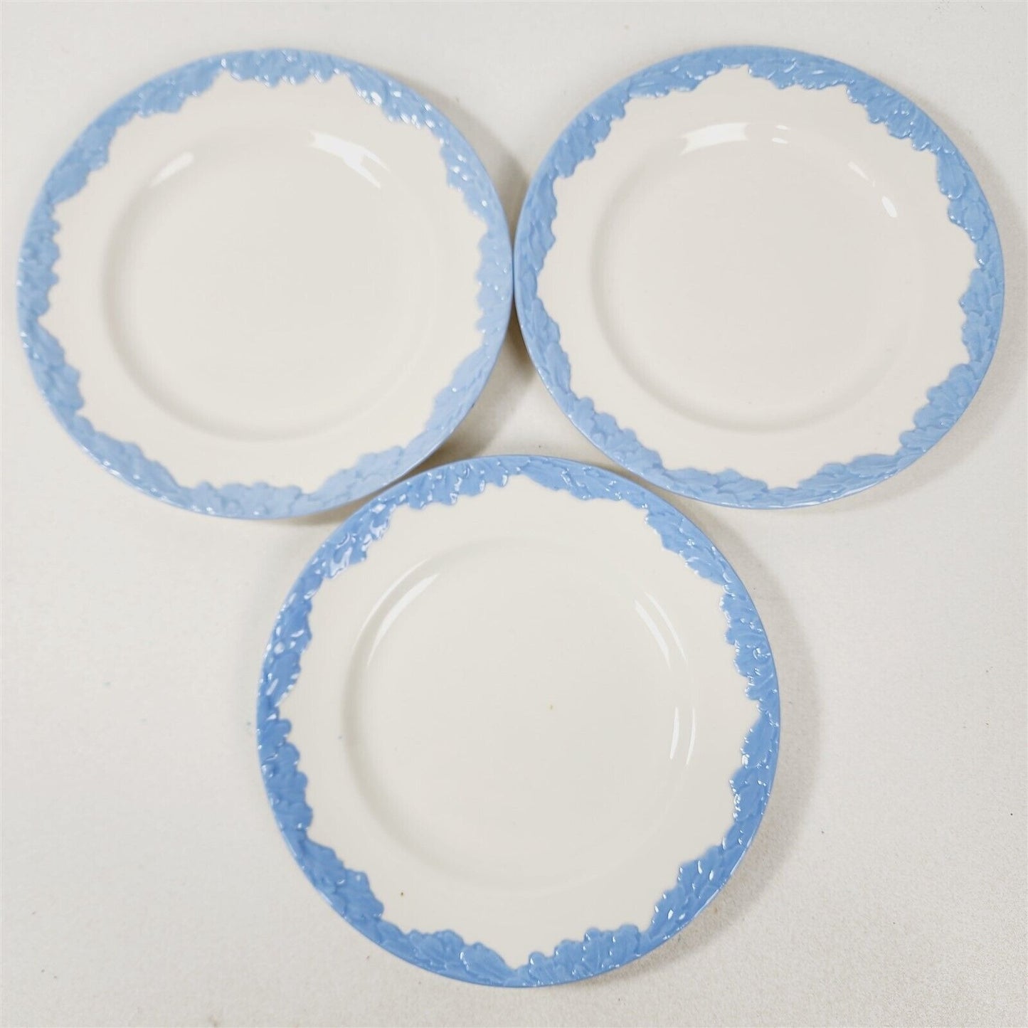 3 Vintage Johnson Bros English Oak White Blue Trim Bread & Butter Plates - 6.25"