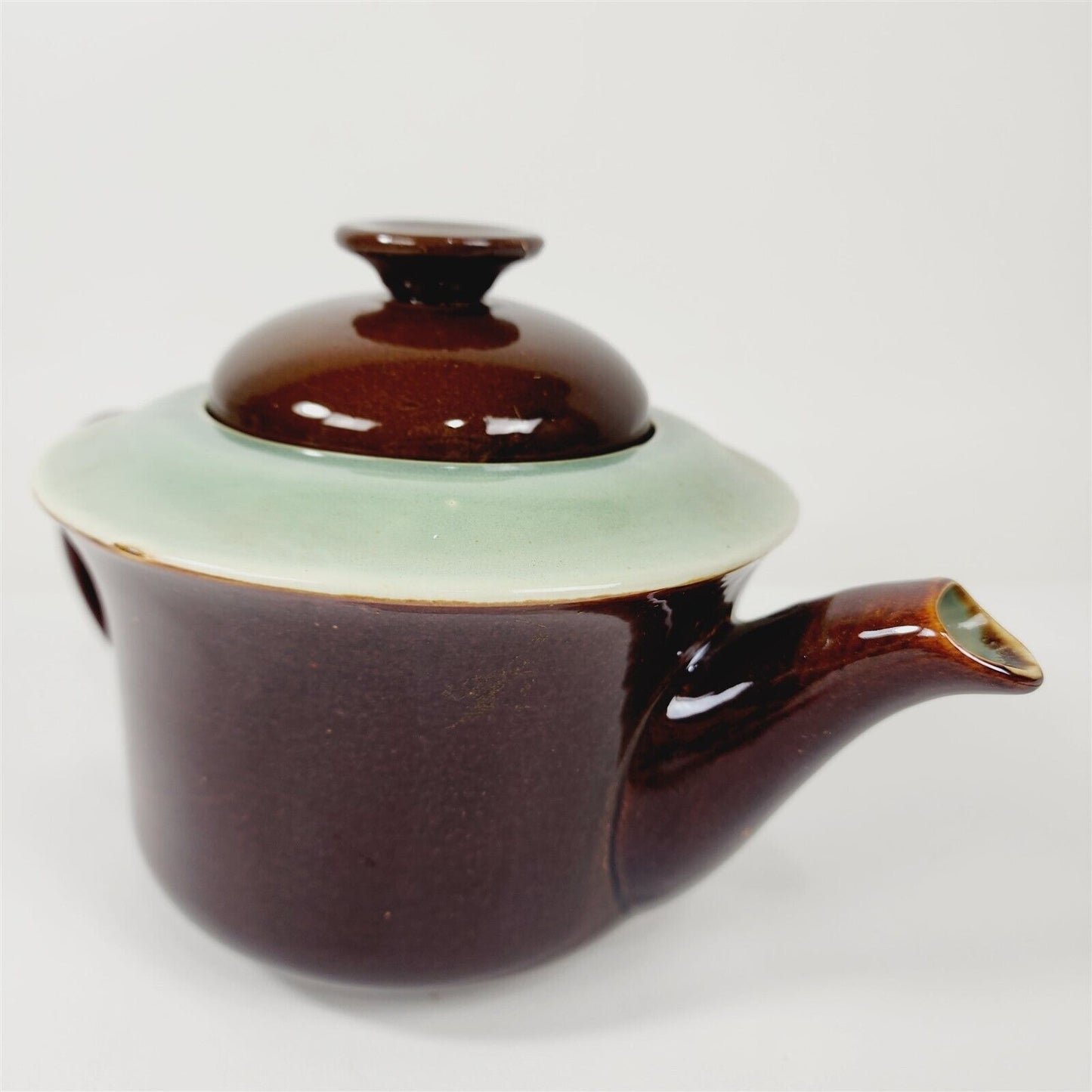 Vintage Red Wing Pottery Village Brown Green Teapot - 6 3/8"