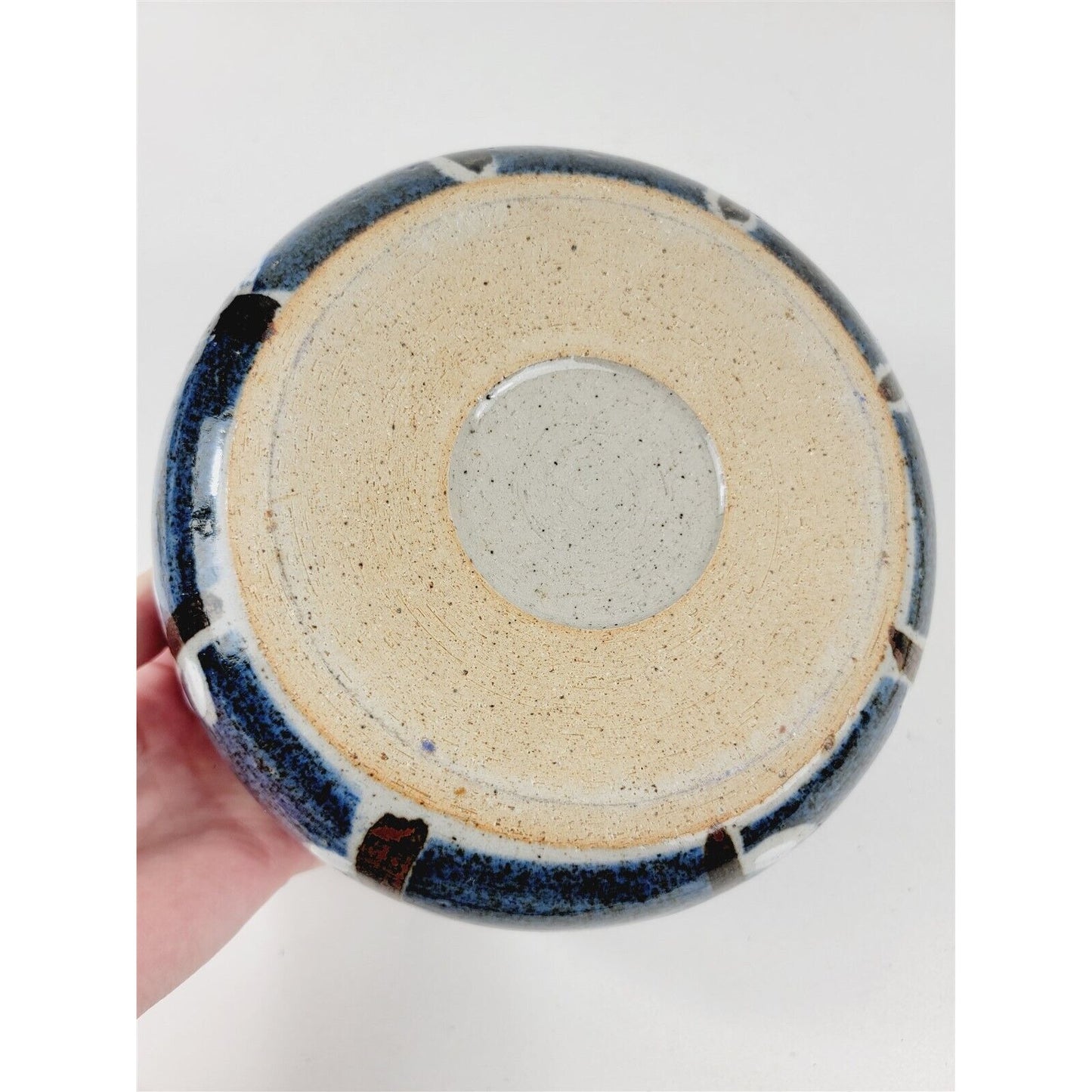 Vintage Handmade Pottery Blue Planter Bowl