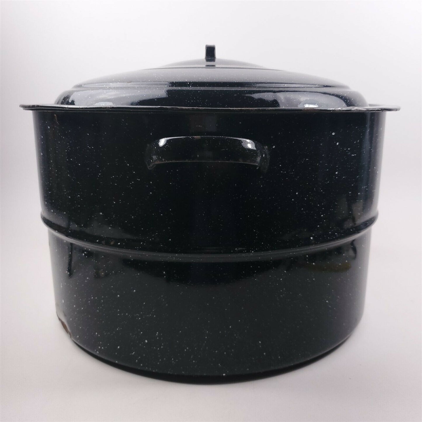 Cookware Vintage Canning StockPot Black Speckled XL w/ Wire Rack